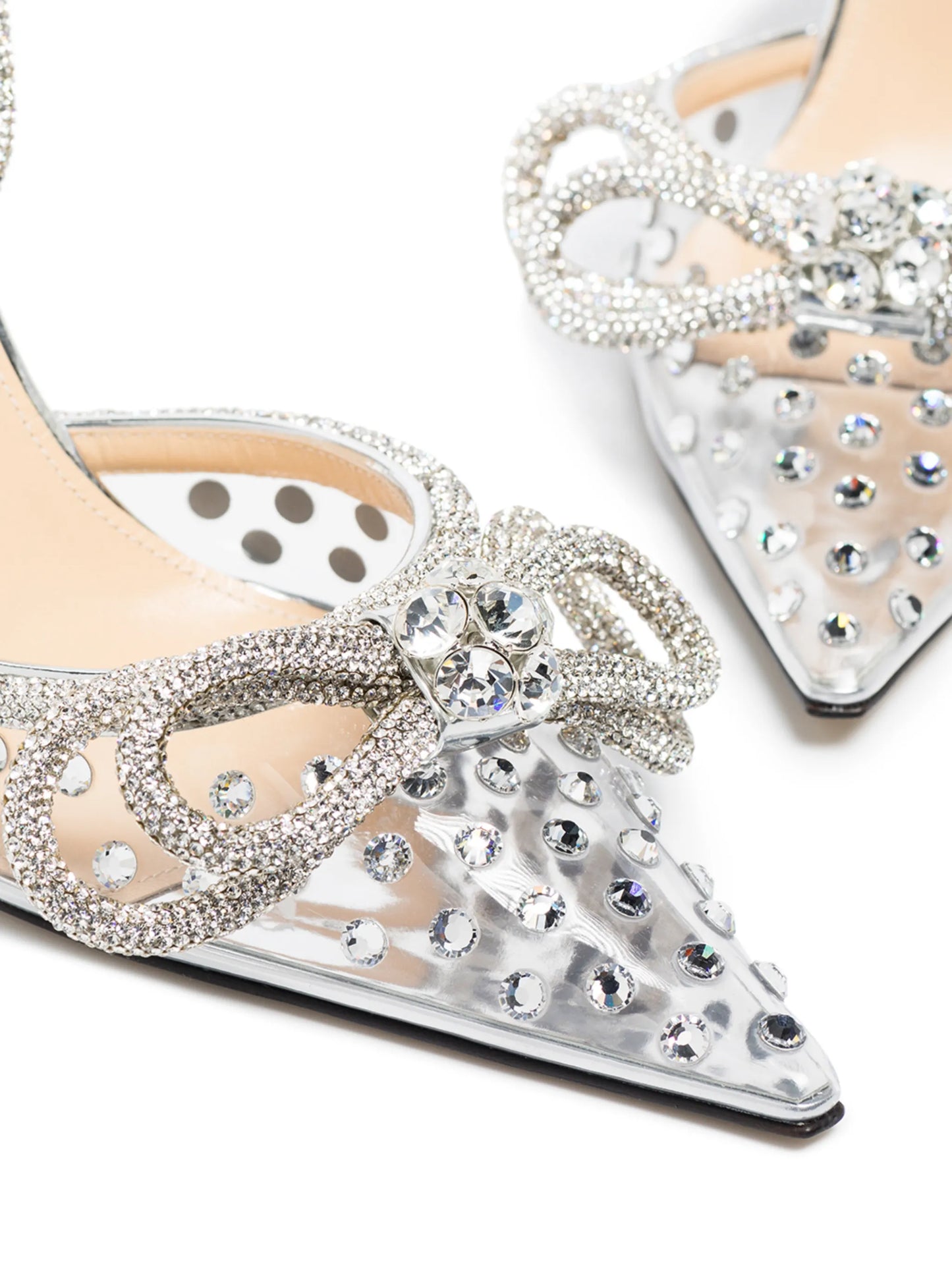 Double Bow 100mm crystal-embellished pumps