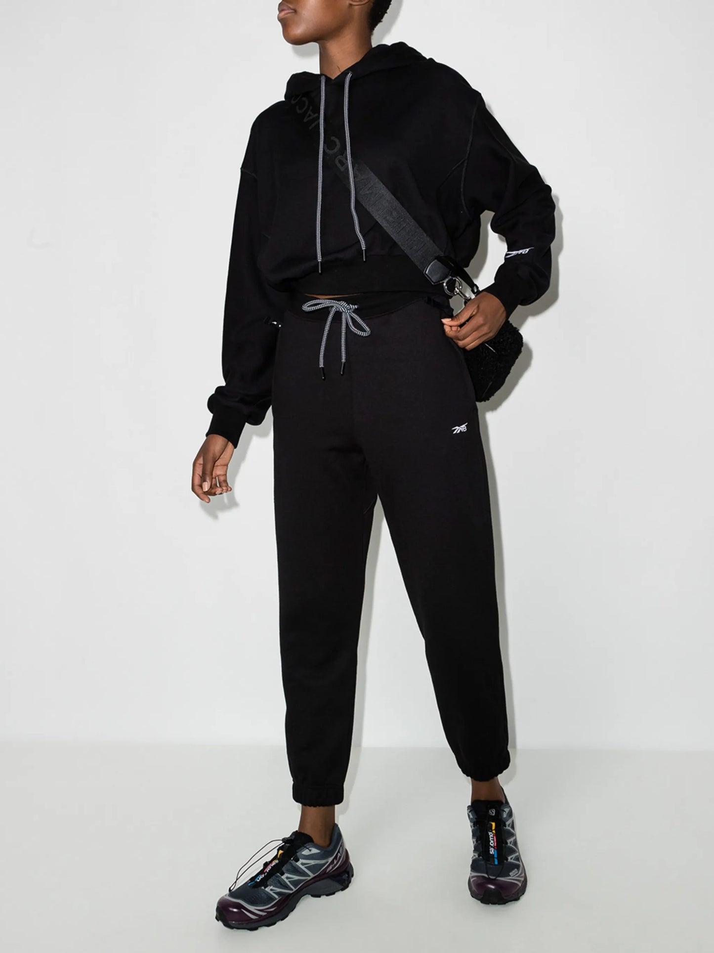 cropped logo print hoodie