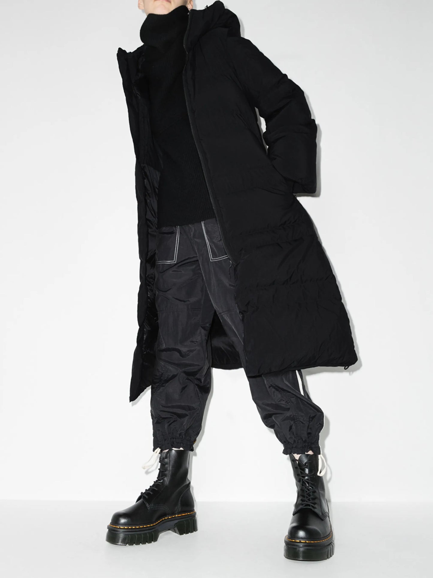 high-neck puffer coat