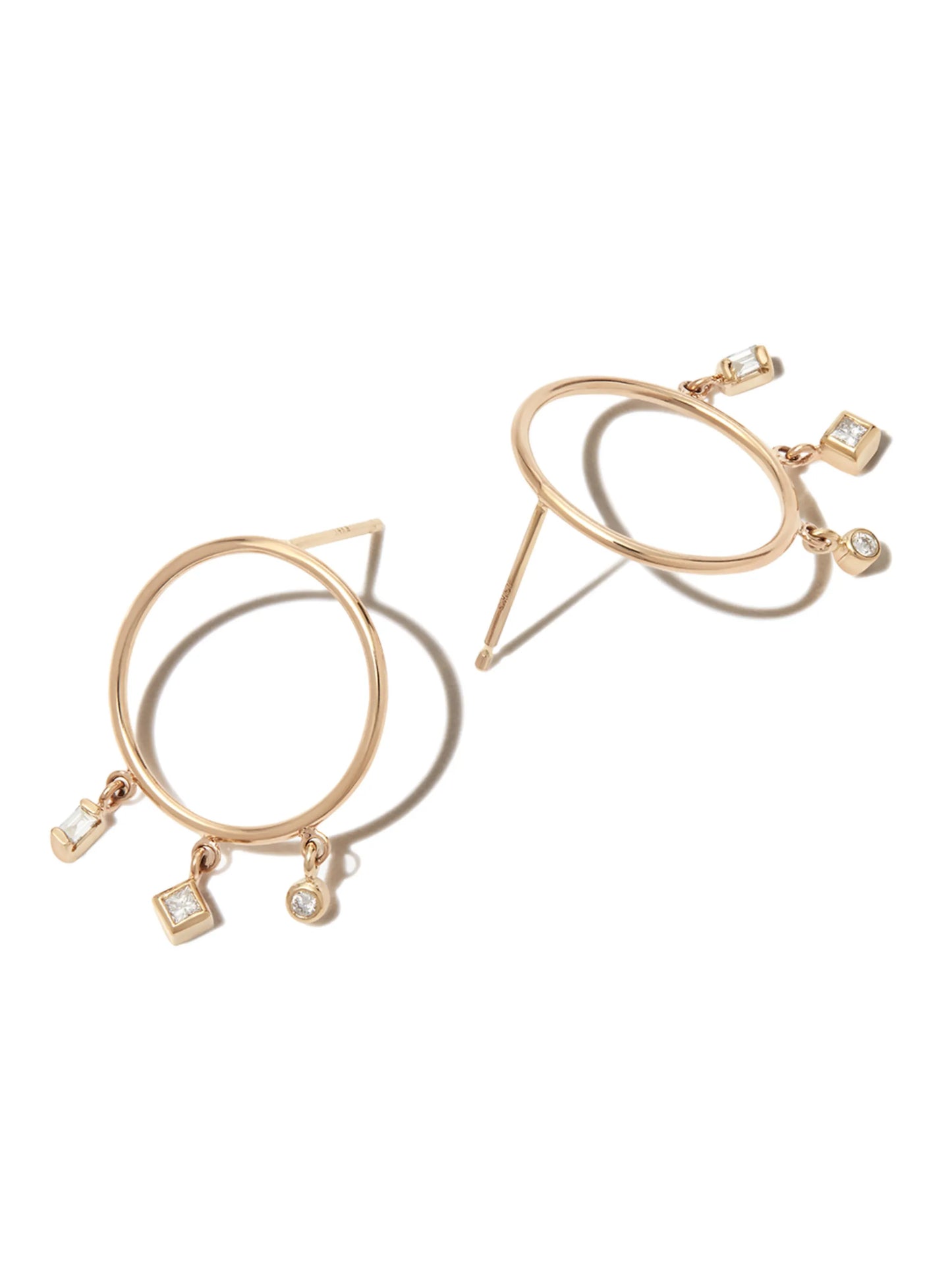 14kt yellow gold diamond hoop earrings