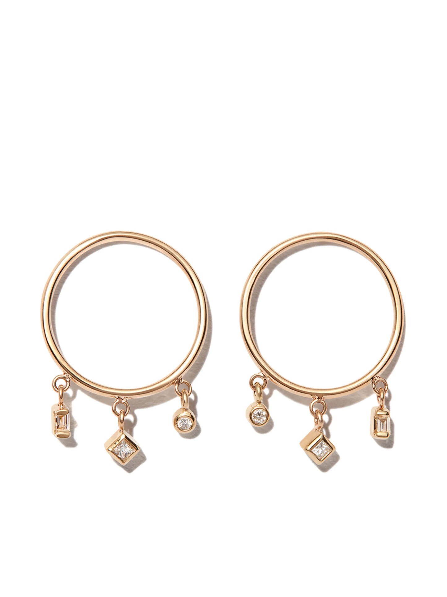 14kt yellow gold diamond hoop earrings