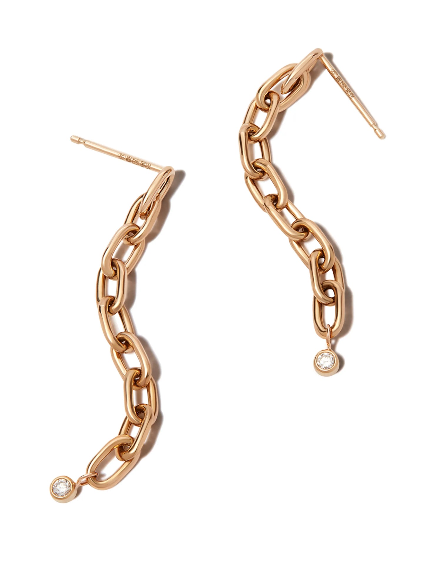 14kt yellow gold diamond chain-link drop earrings