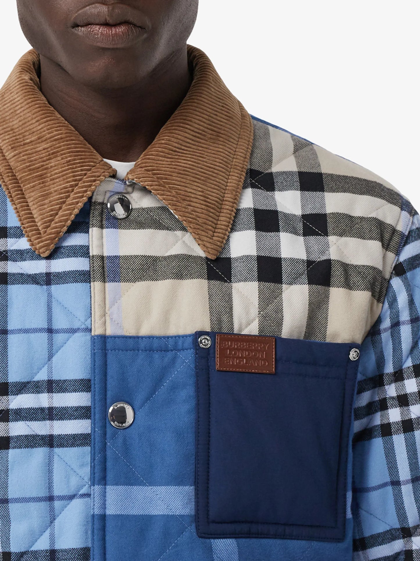 patchwork check shirt jacket