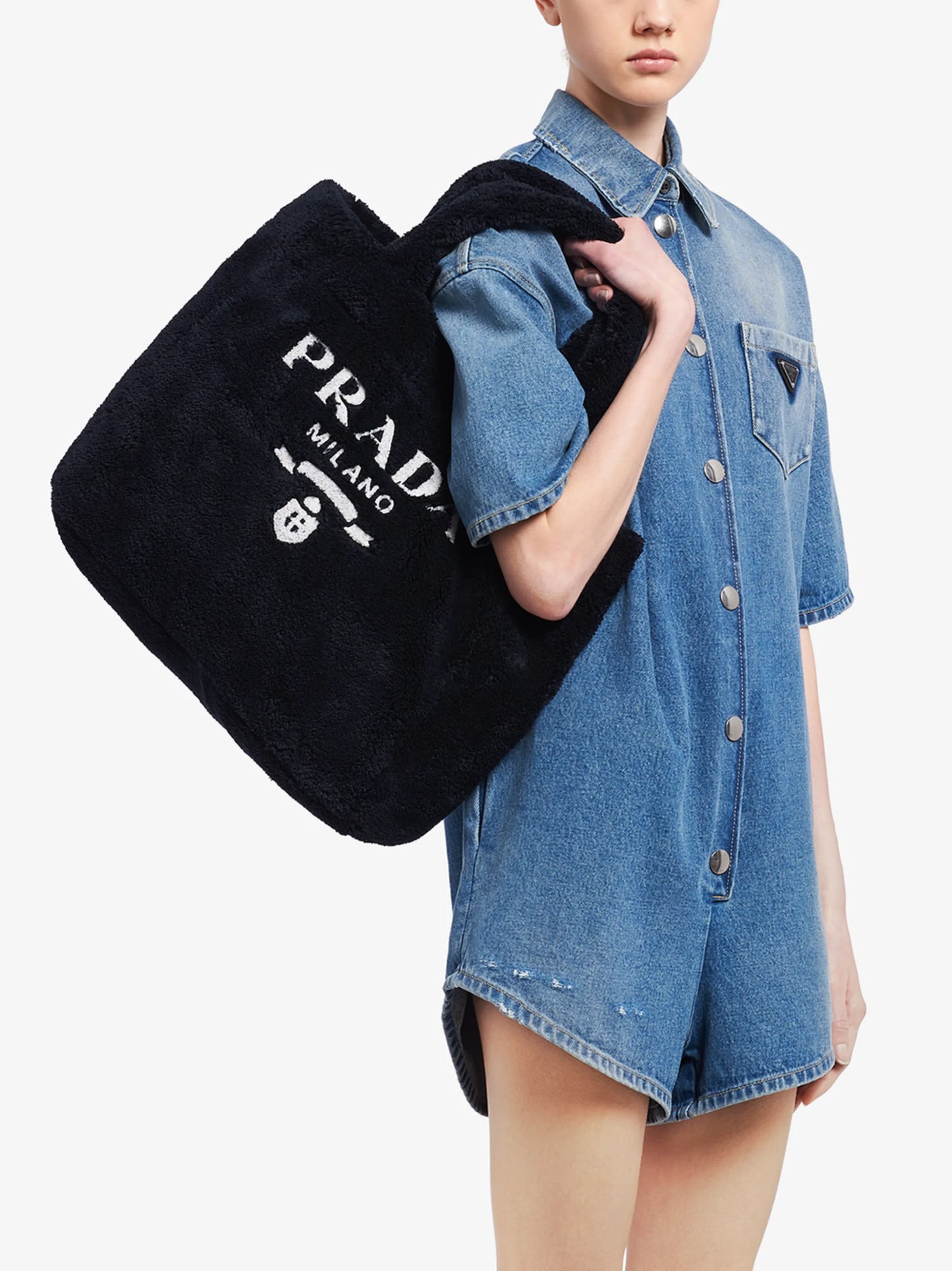 logo-print terry-cloth tote bag