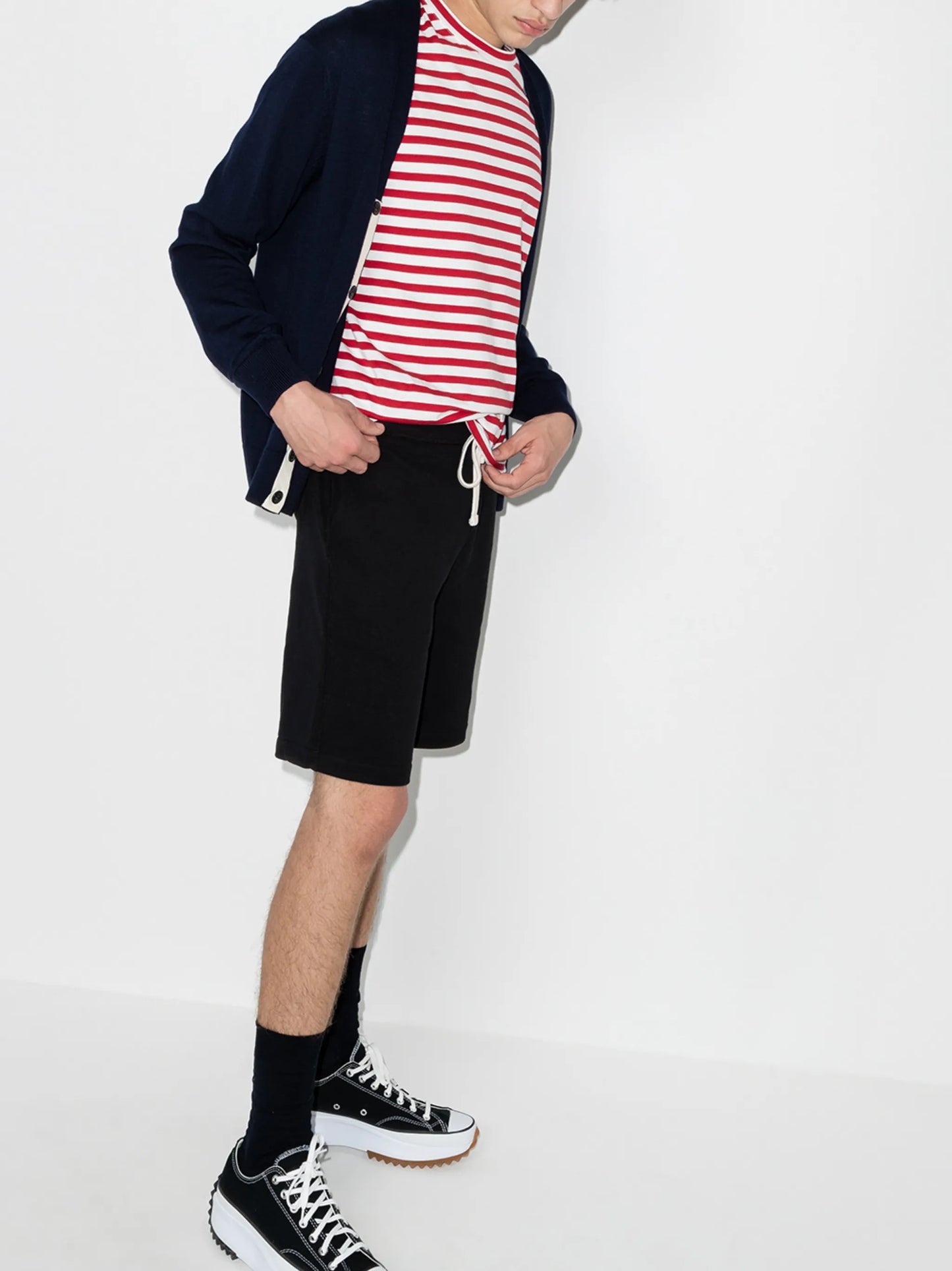 drawstring cotton-blend shorts
