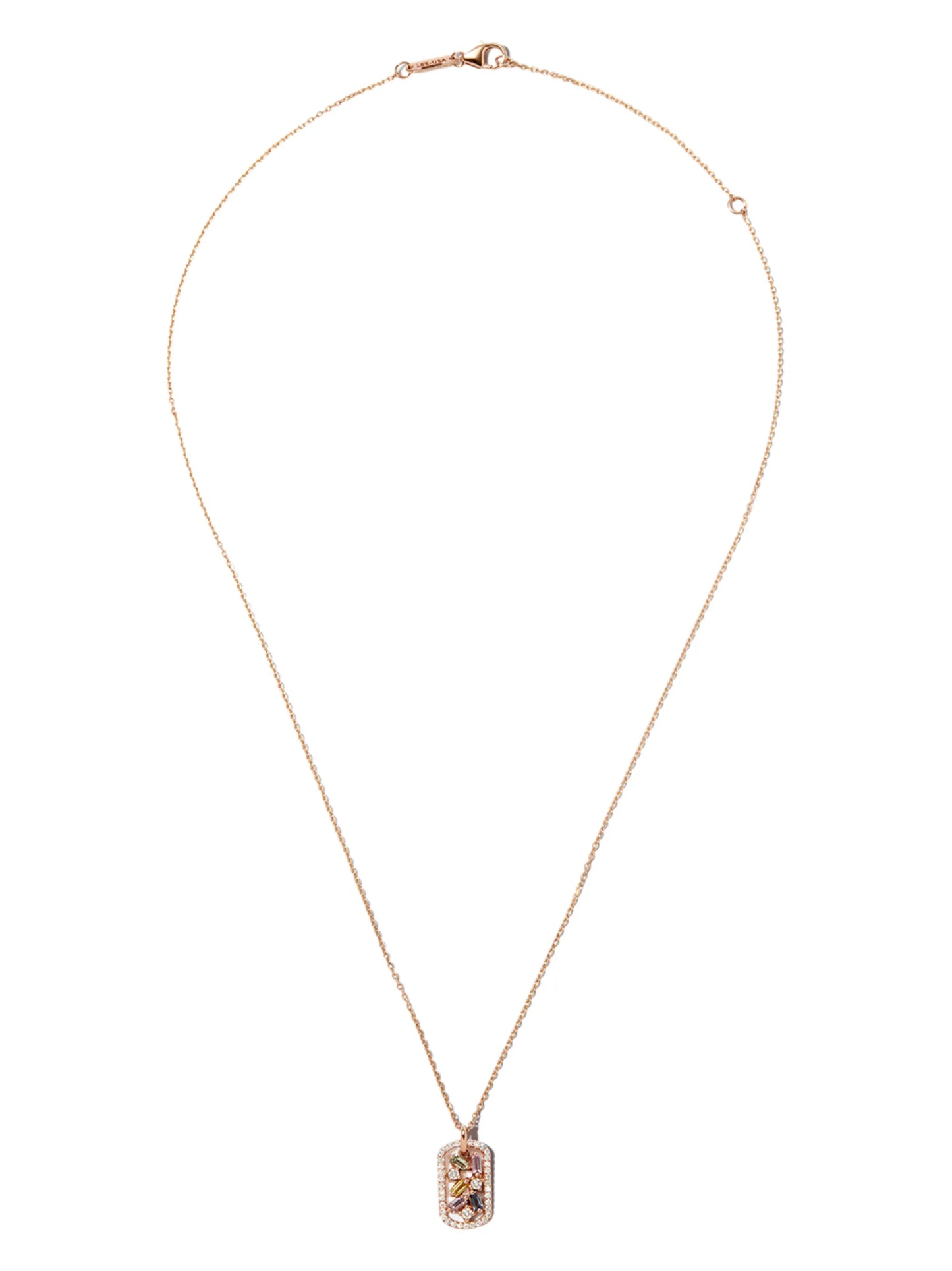 18kt rose gold Frenzy sapphire dog tag necklace