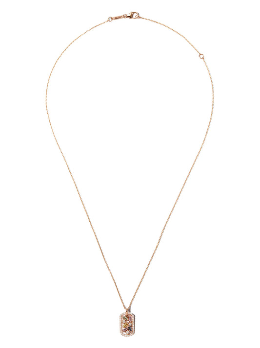 18kt rose gold Frenzy sapphire dog tag necklace