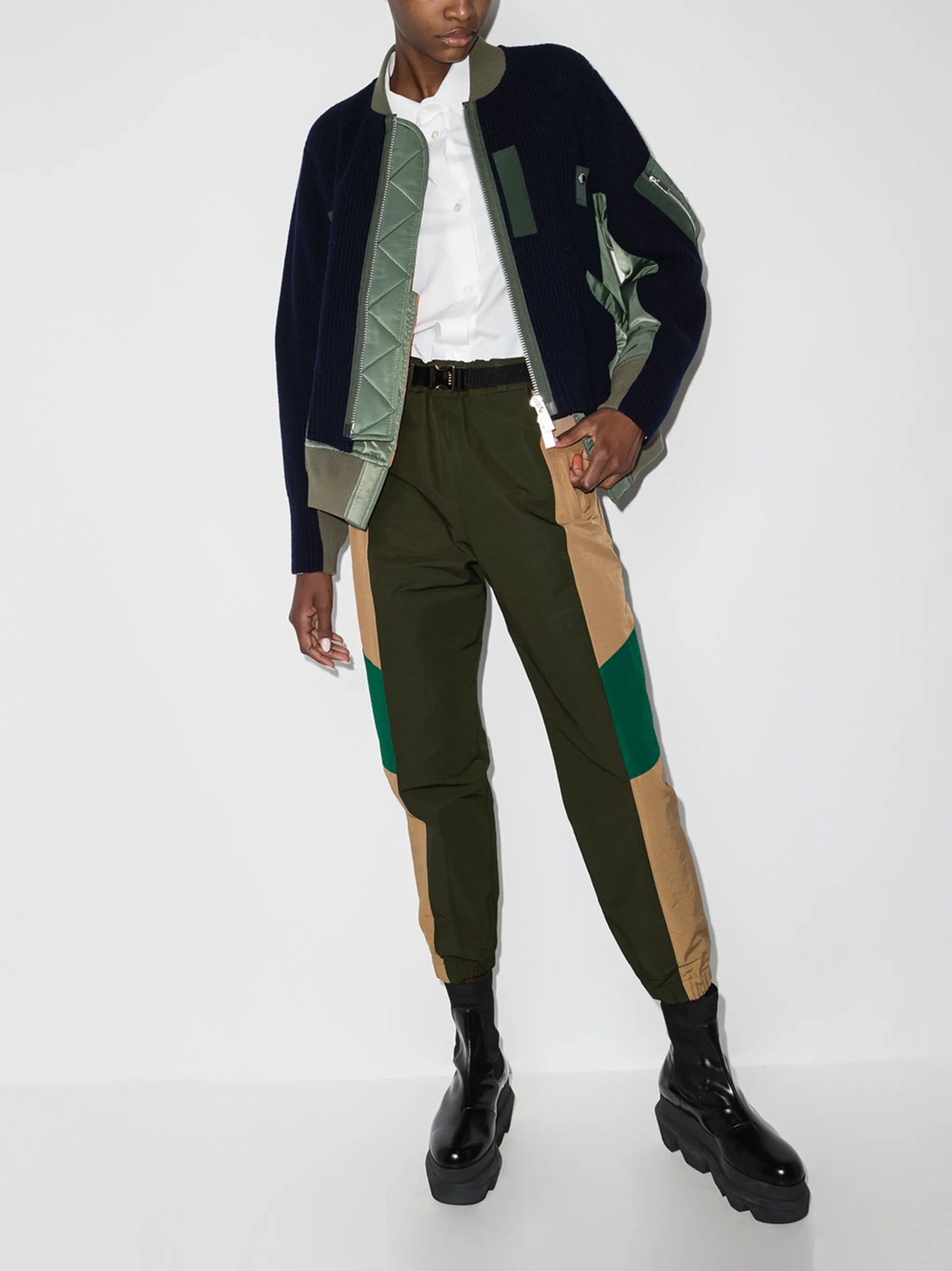 panelled tapered trousers