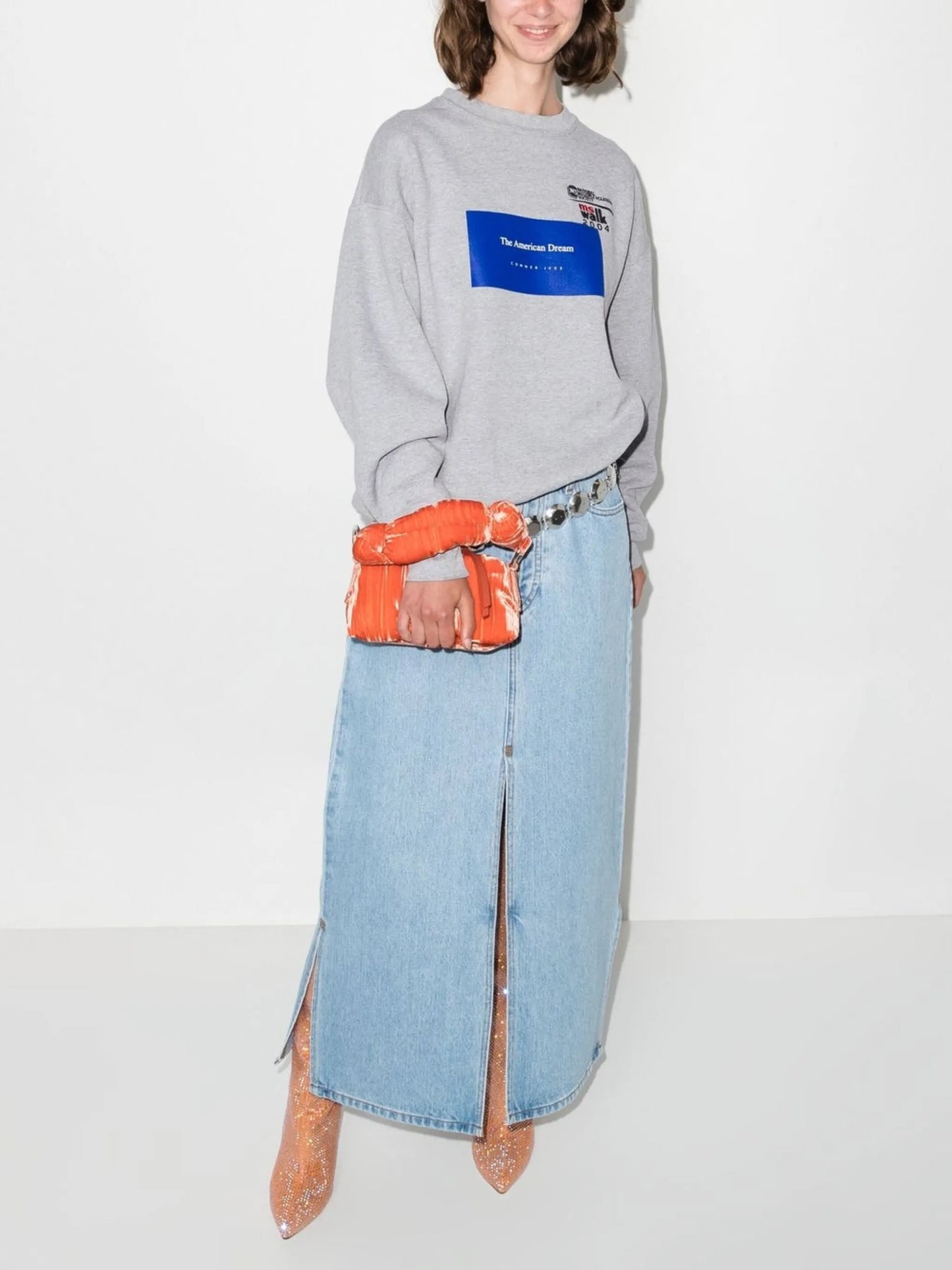motif-print crew neck sweatshirt