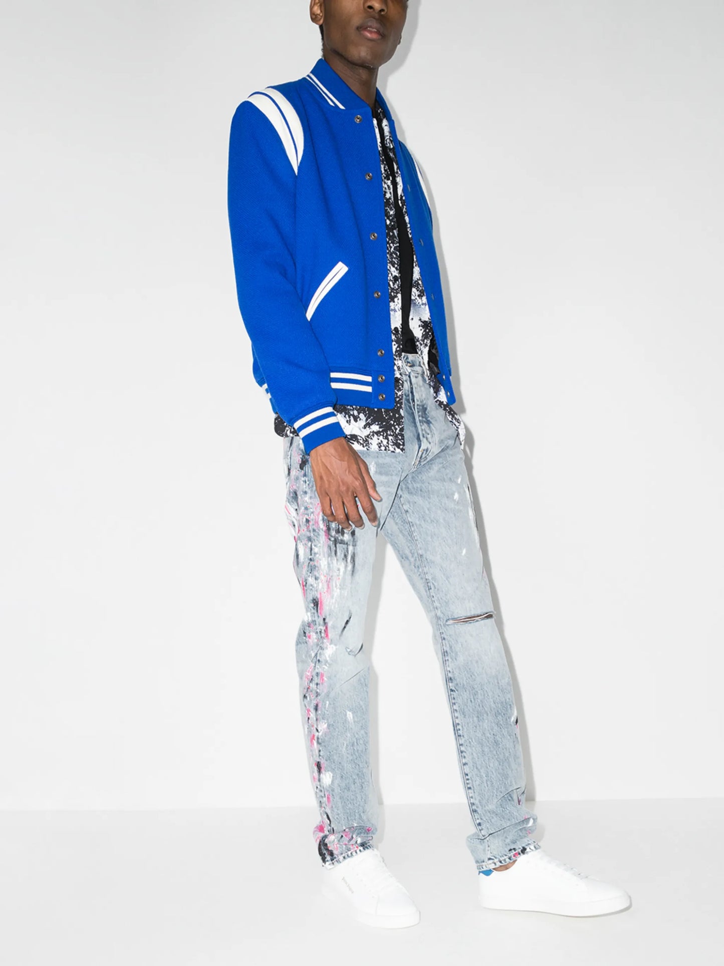 paint-splatter straight-leg jeans