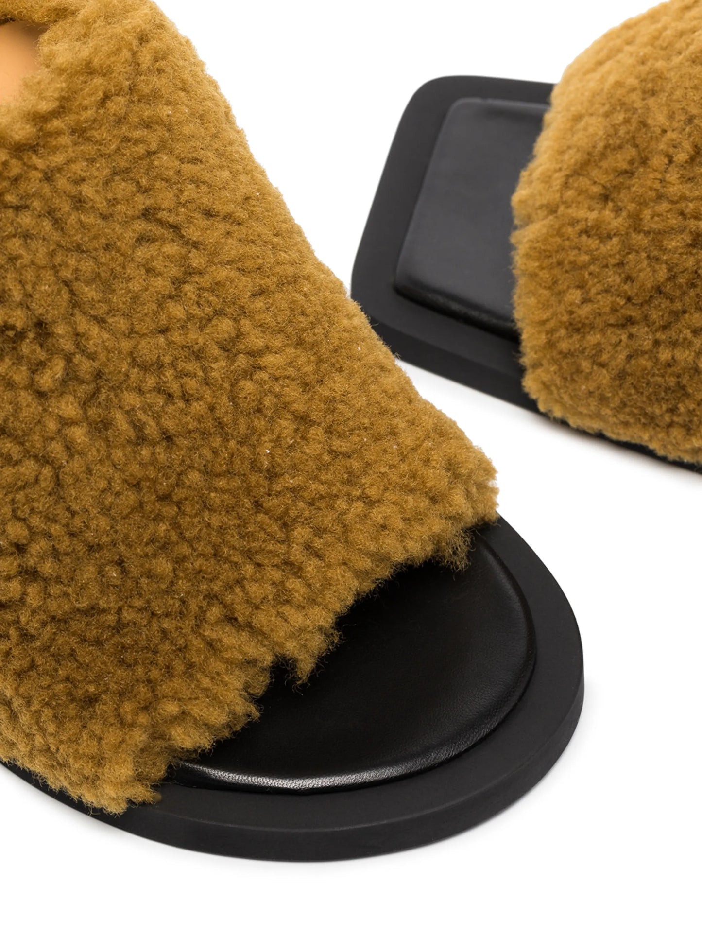 75mm shearling asymmetric sandals