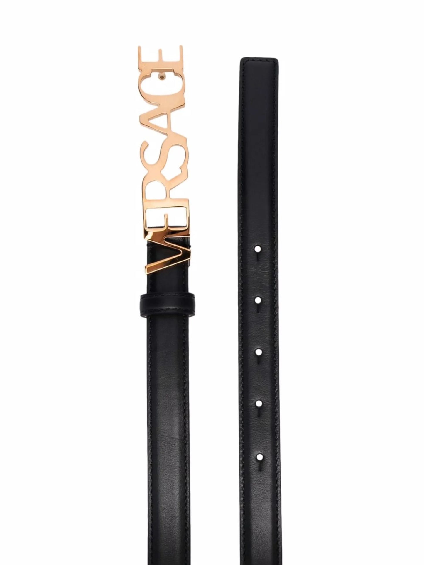 logo-plaque leather belt