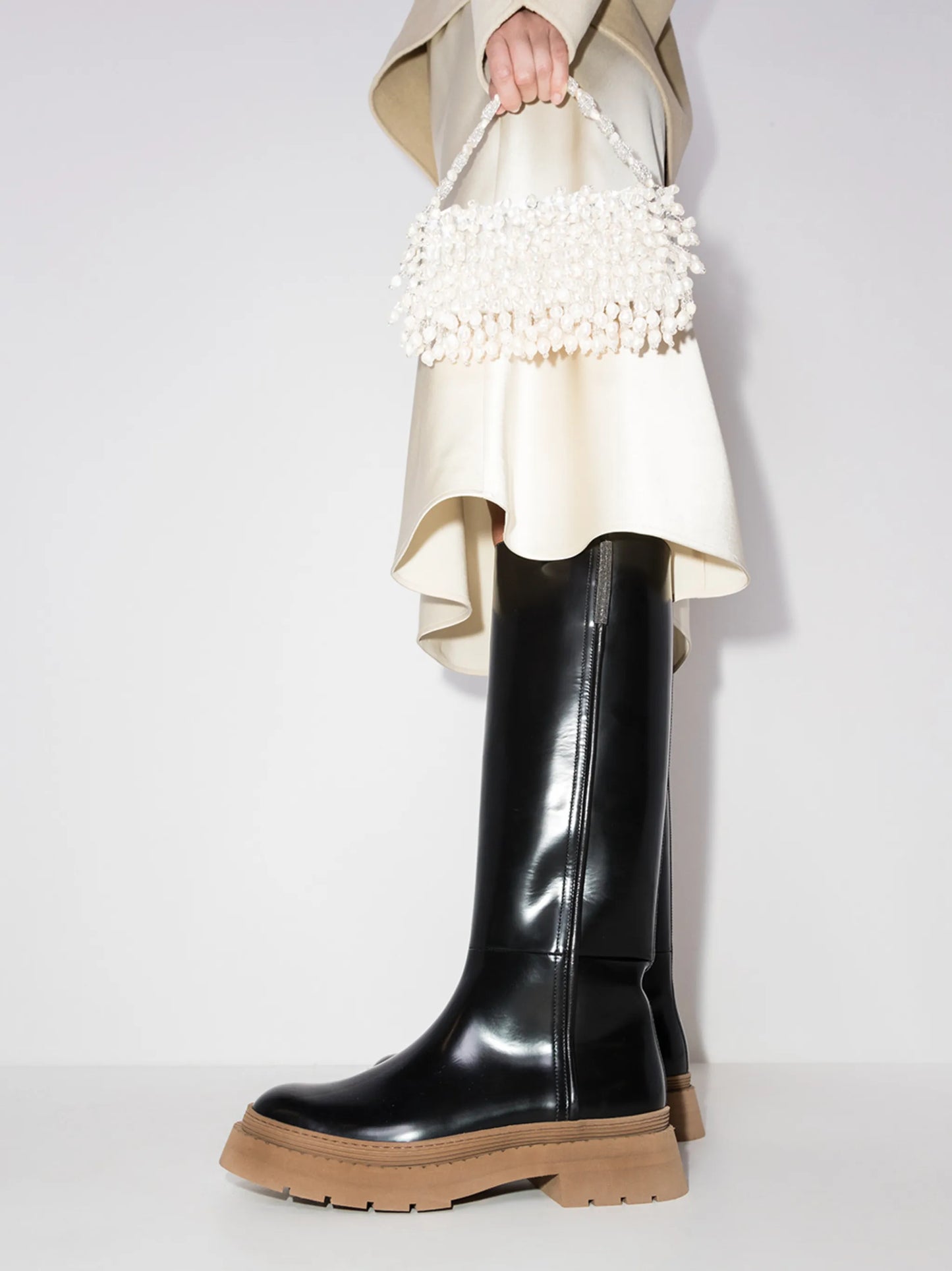 knee-high lug-sole leather boots