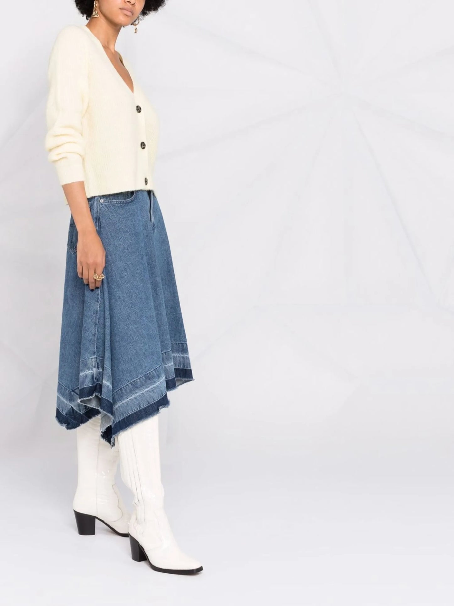 rib-knit button-up cardigan