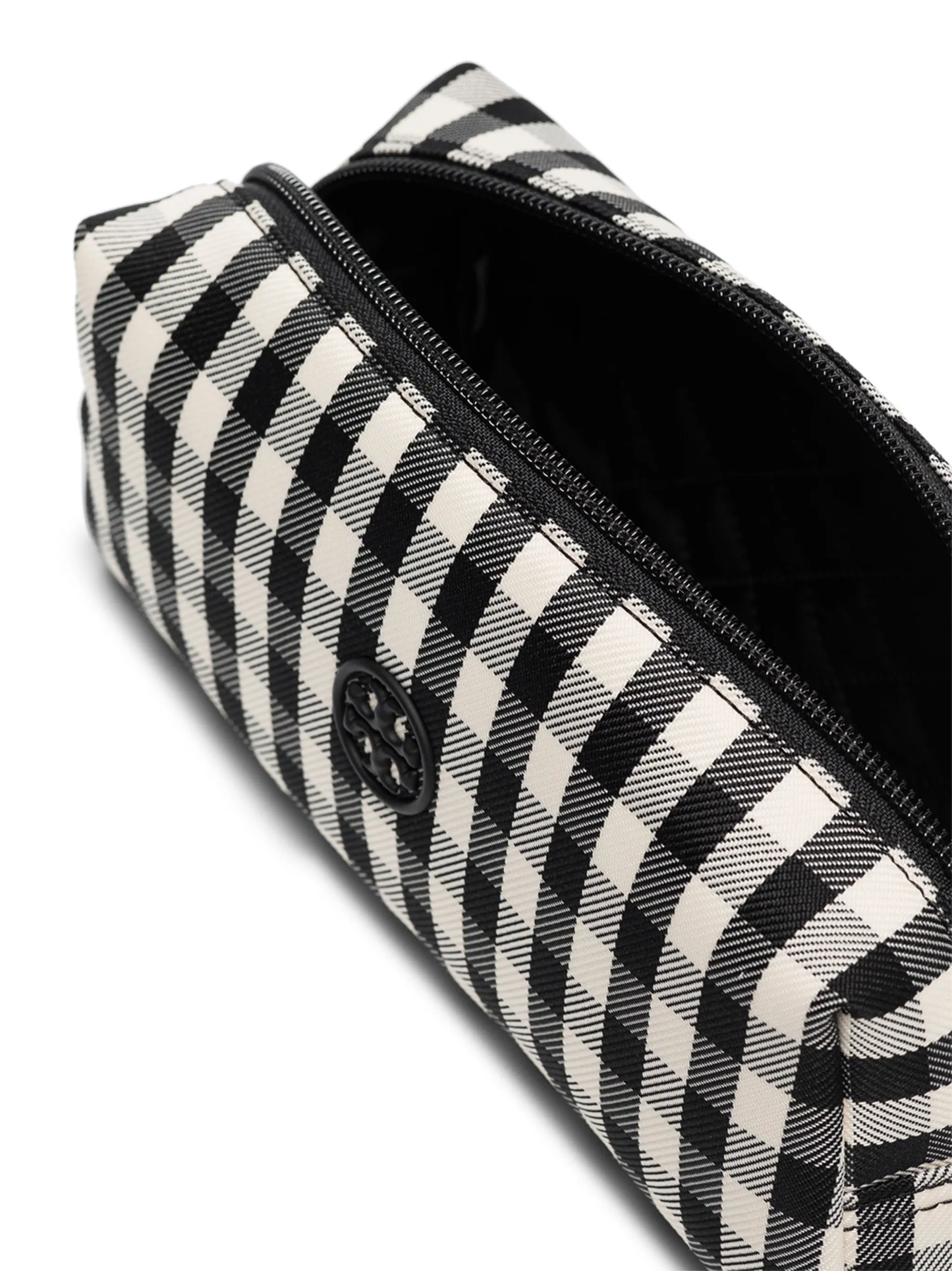 gingham canvas makeup bag