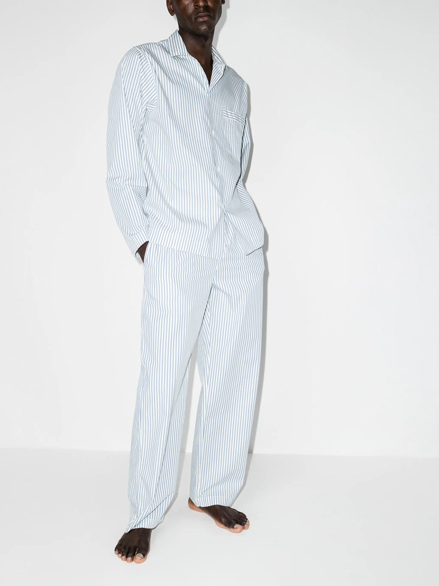 striped poplin pajama shirt