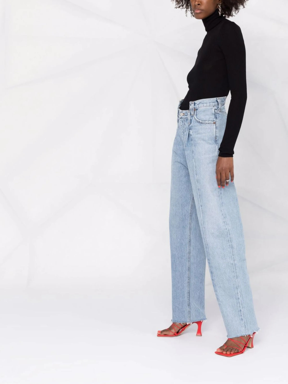 Pieced Angled straight-leg jeans