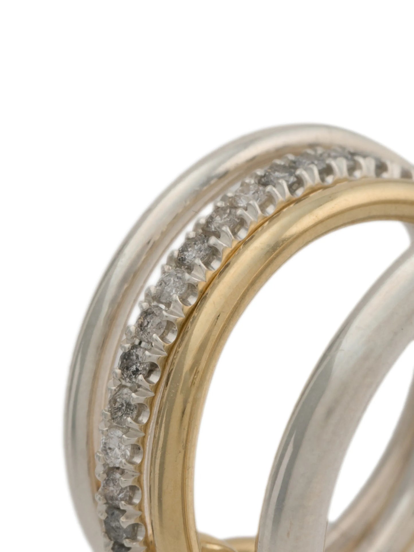 18kt yellow gold and sterling silver Nimbus SG 4-linked diamond ring