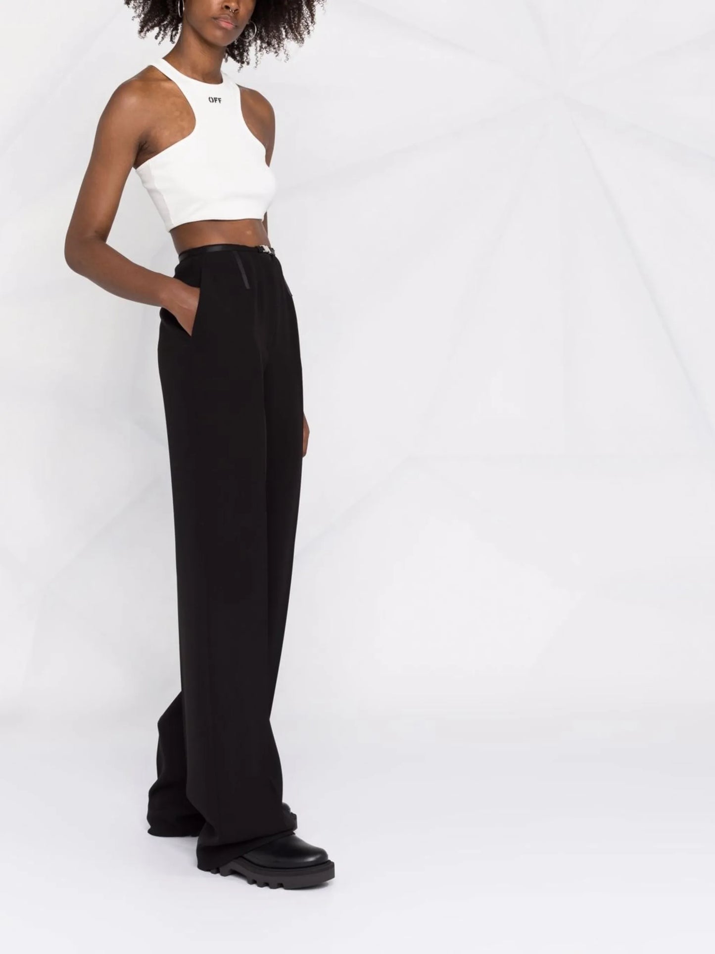 ribbed logo-print vest