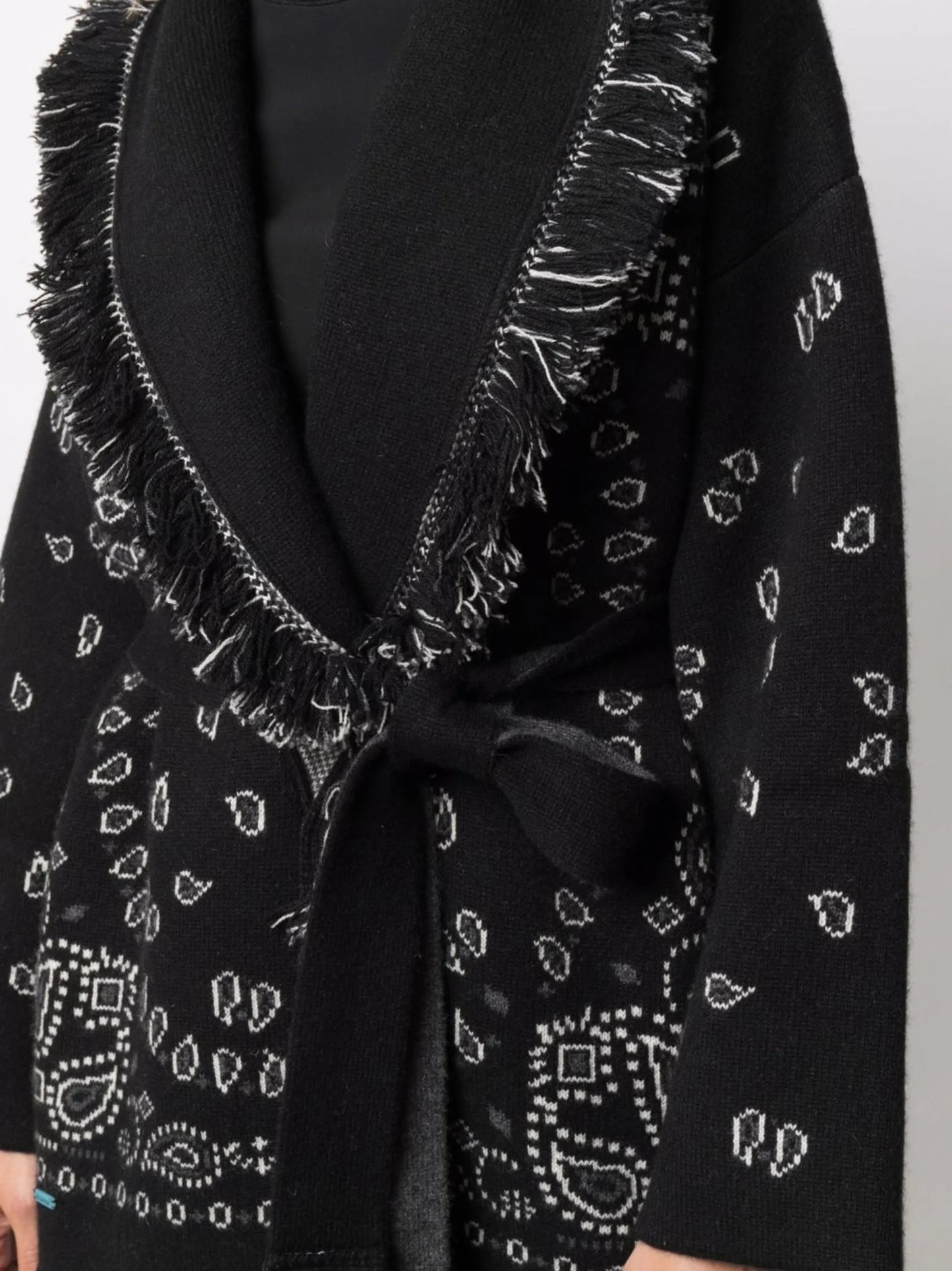 bandana-print tied-waist cardigan