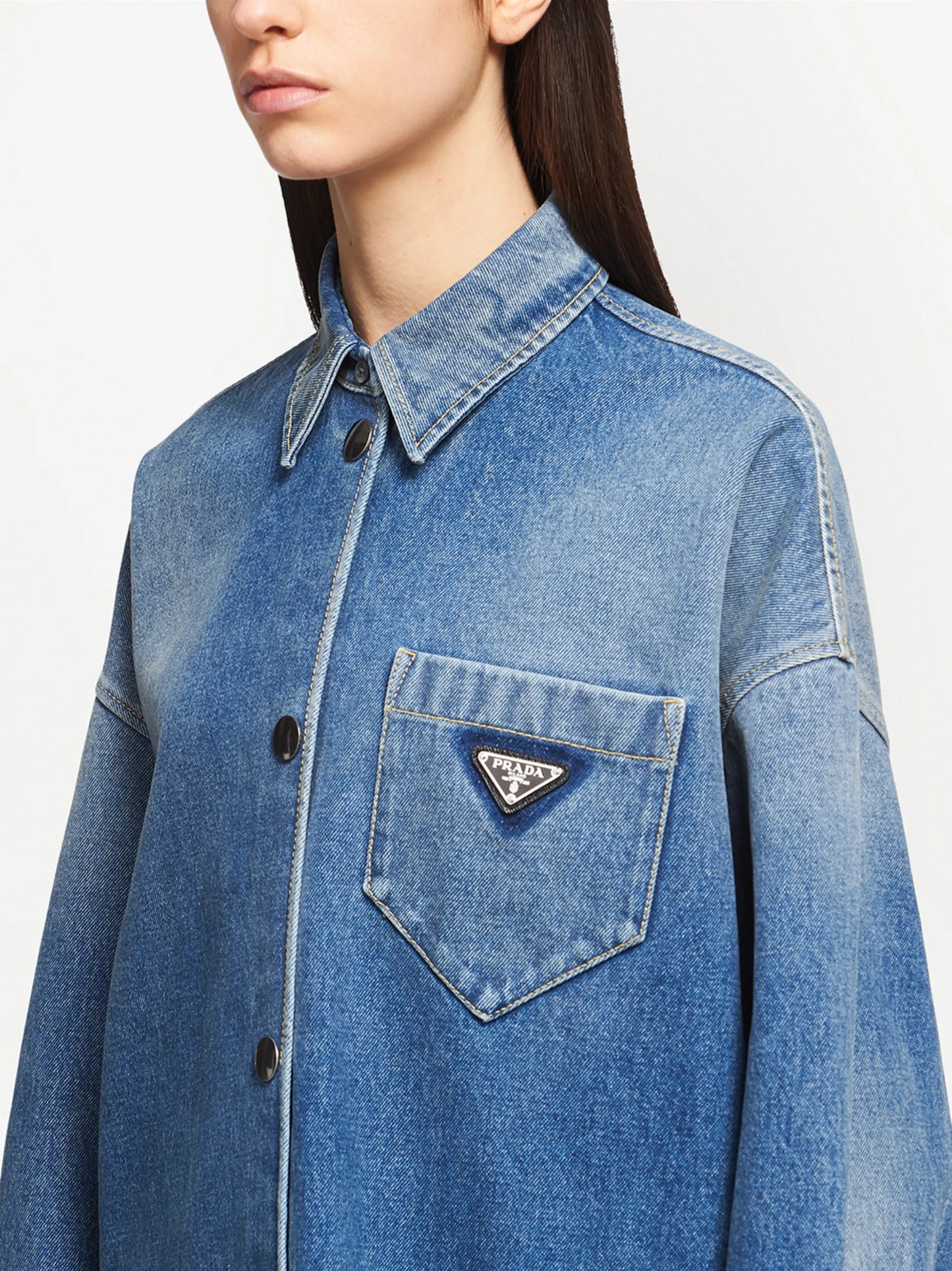 triangle-logo denim shirt