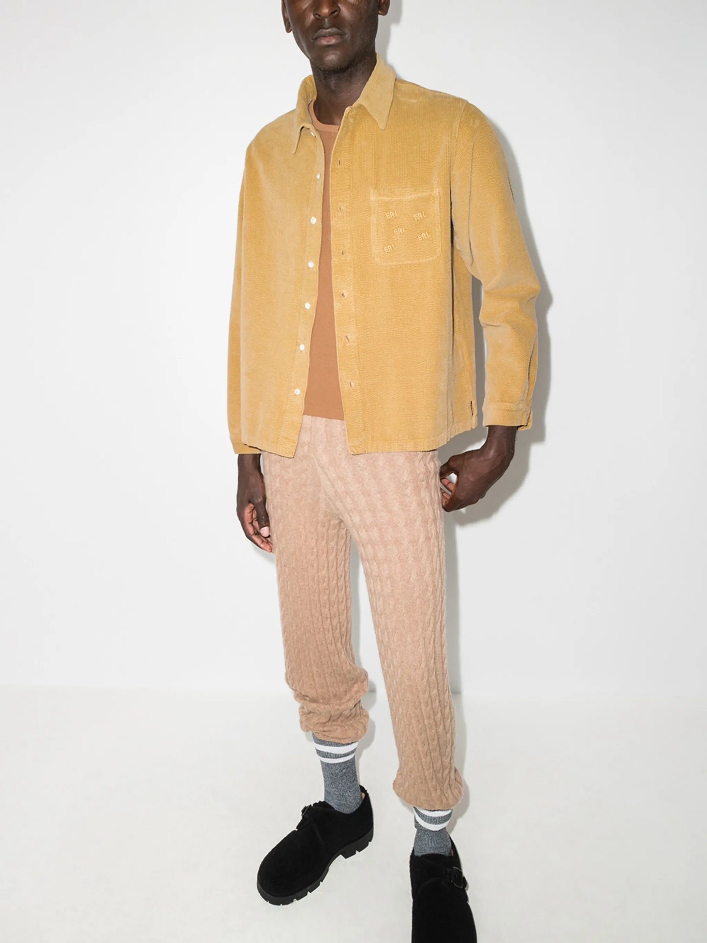 logo-embroidered corduroy shirt