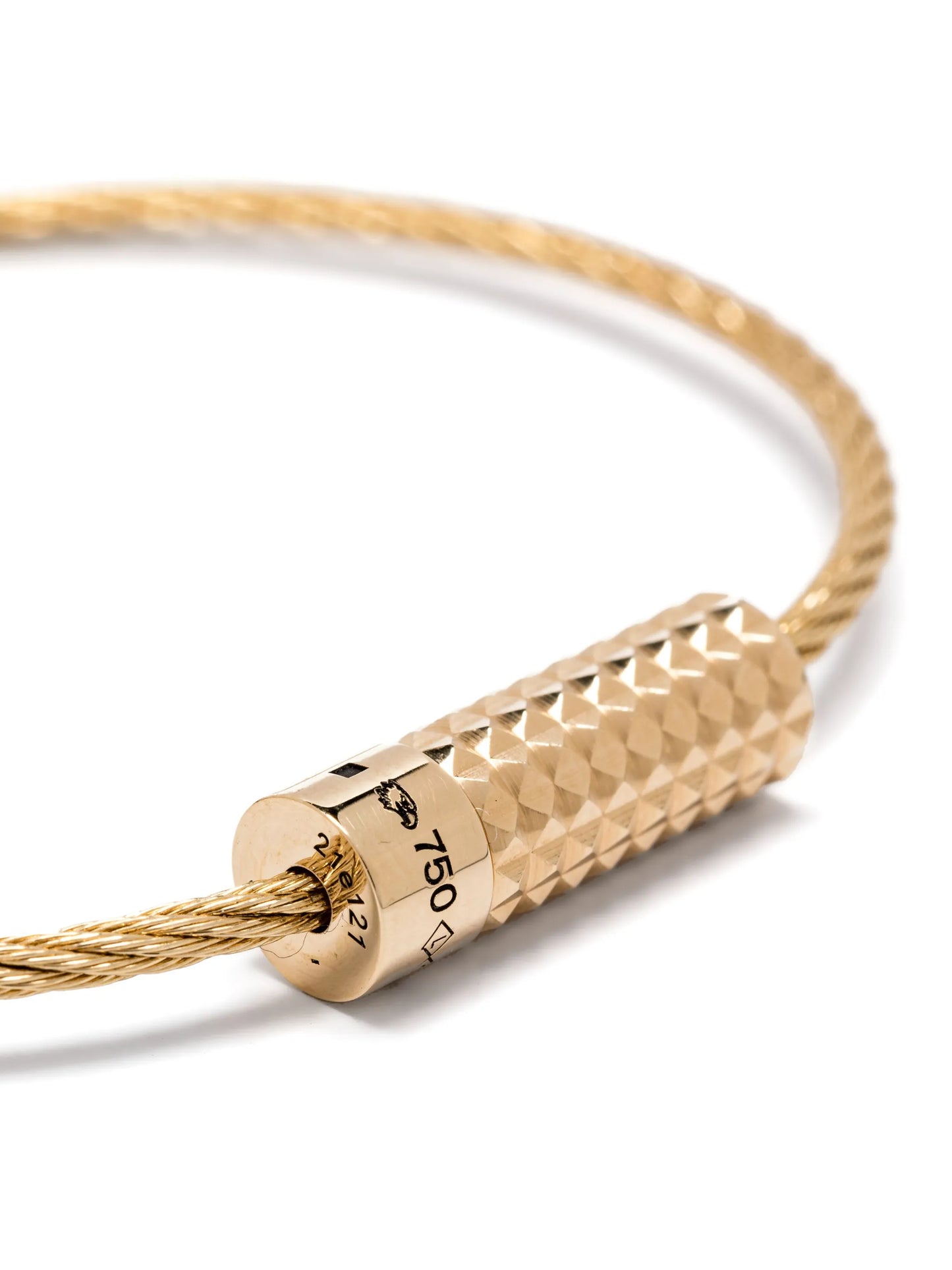 18kt yellow gold Pyramid Guilloche Cable bracelet