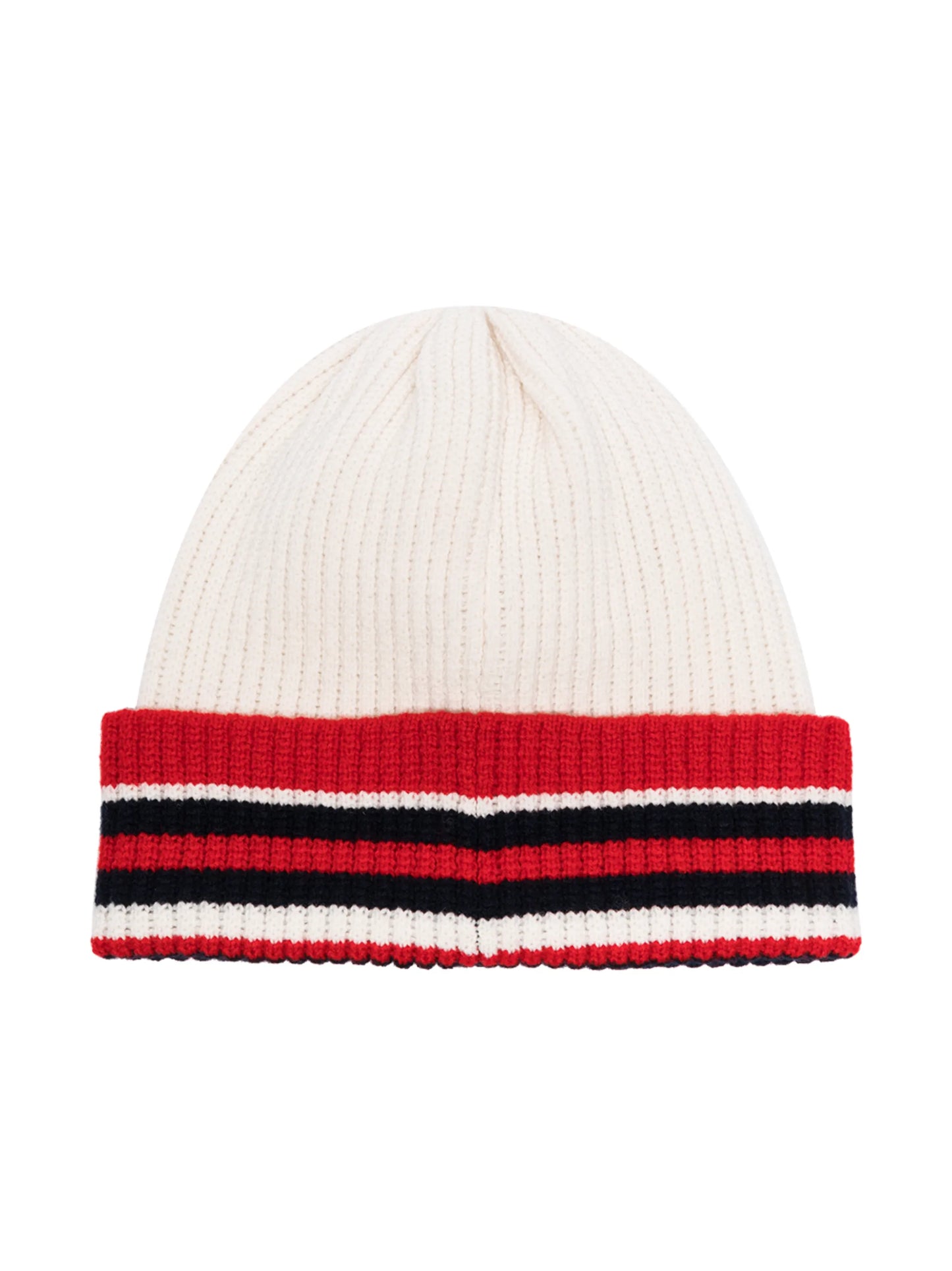 stripe-trim beanie