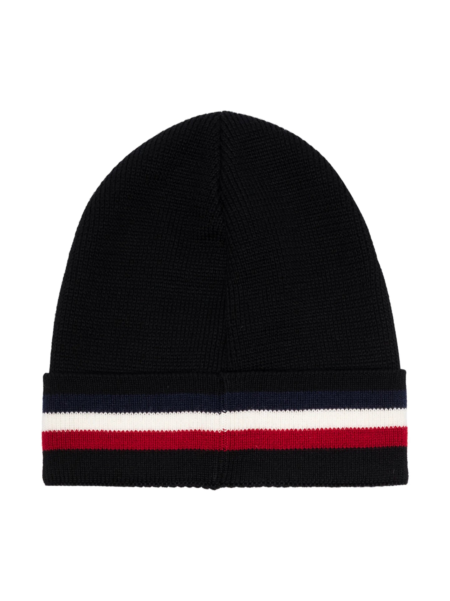 striped embroidered-logo beanie