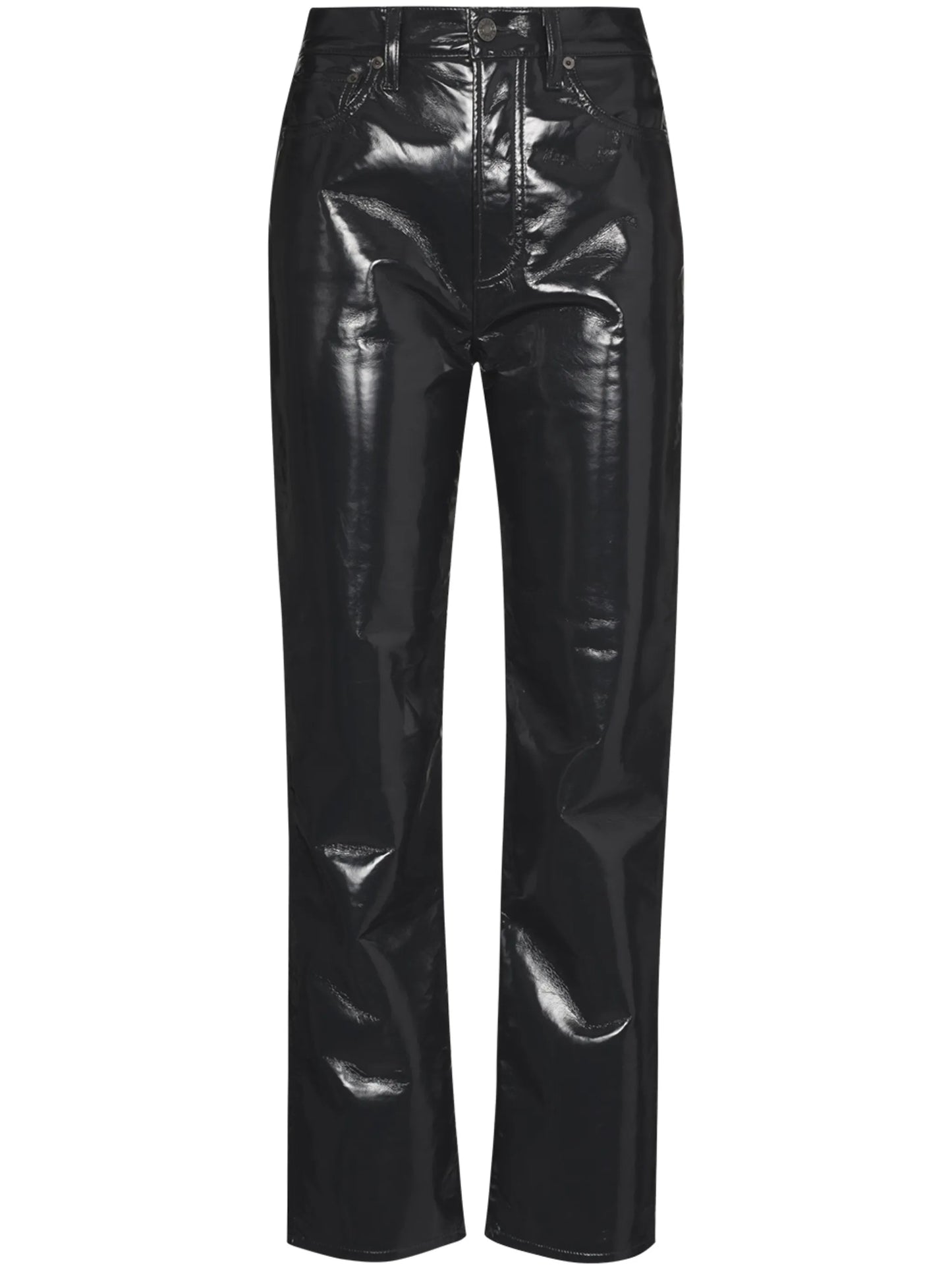 high-waisted straight-leg trousers