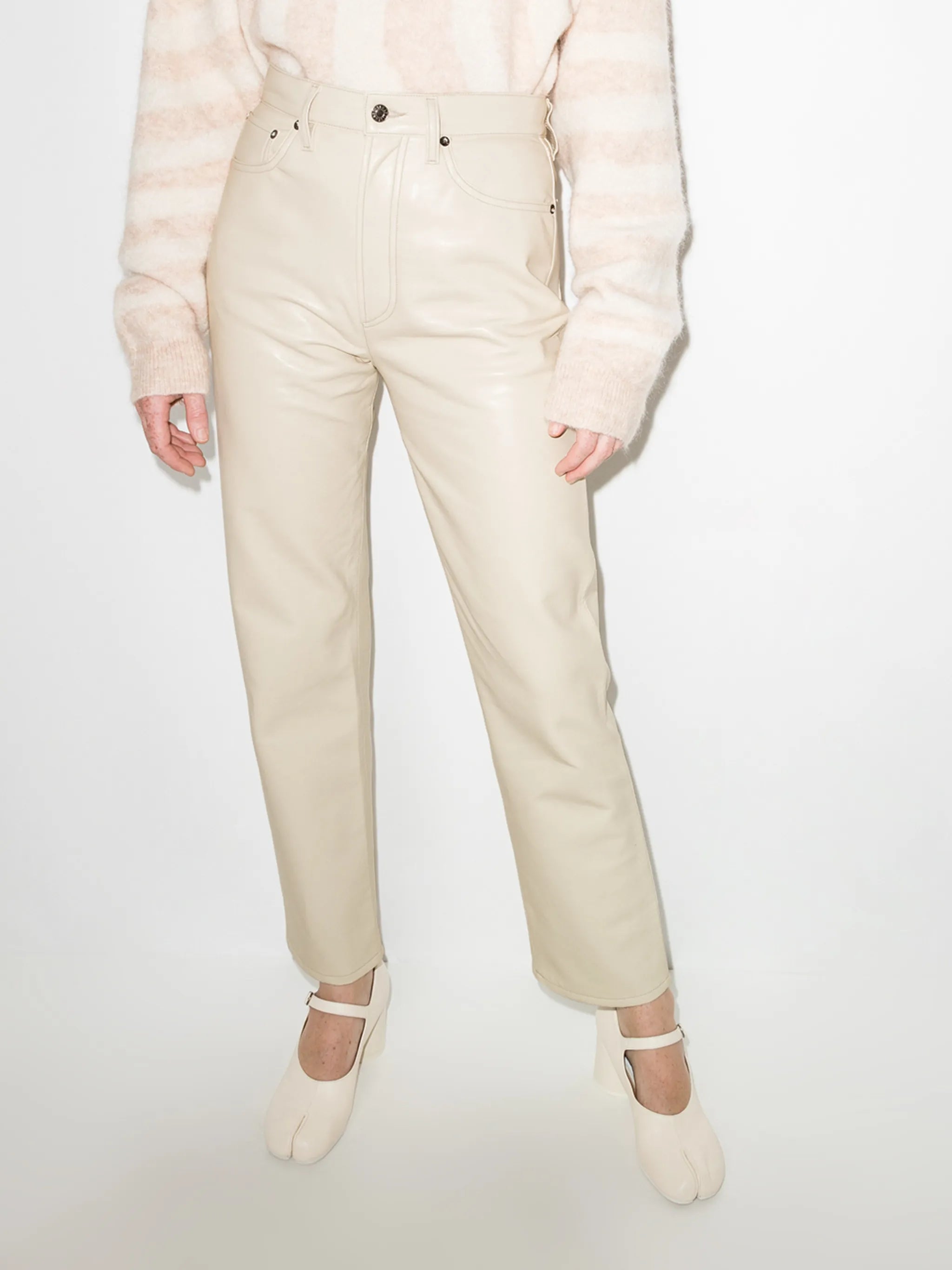 '90s Pinch Waist leather trousers