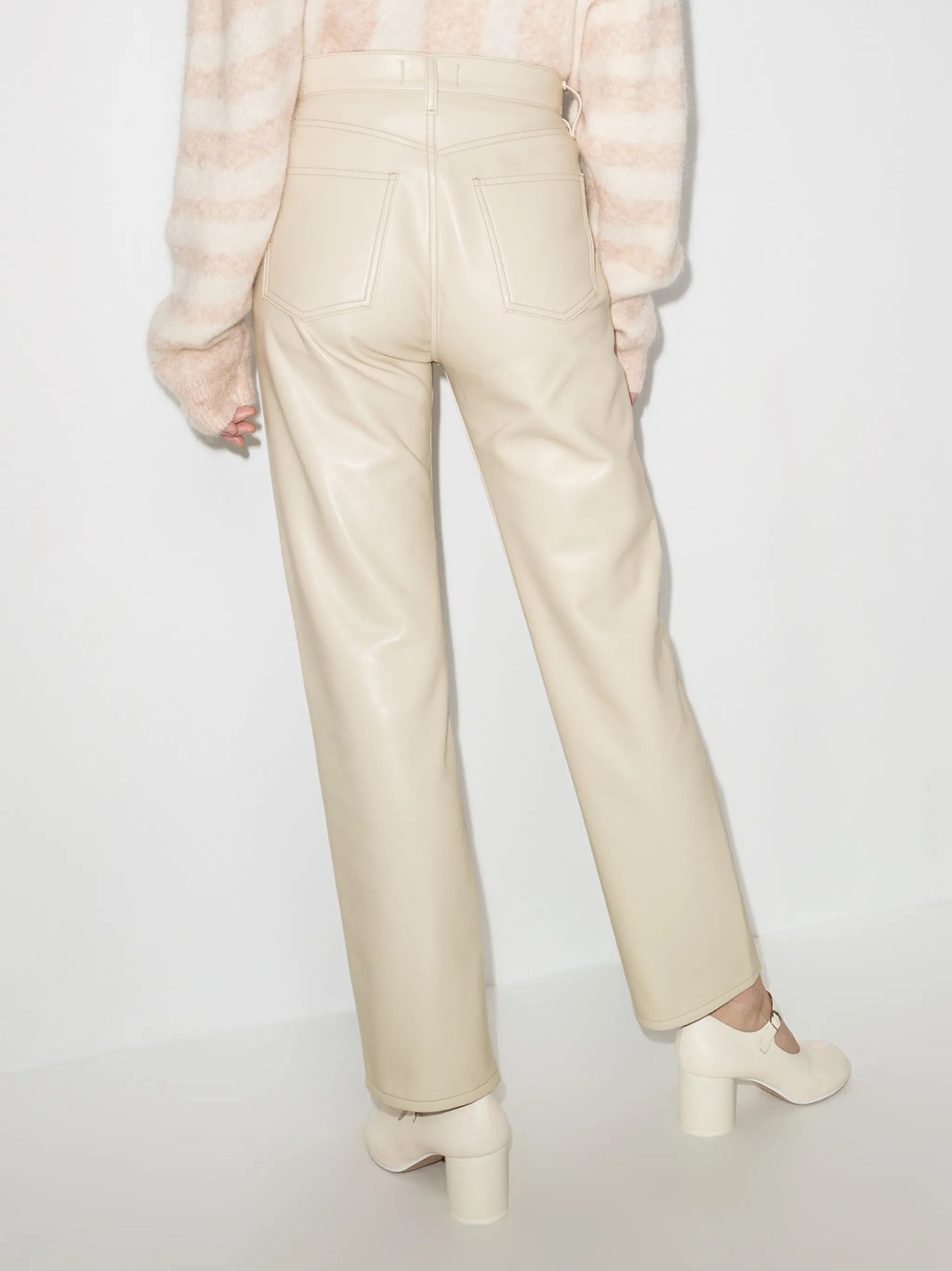 '90s Pinch Waist leather trousers