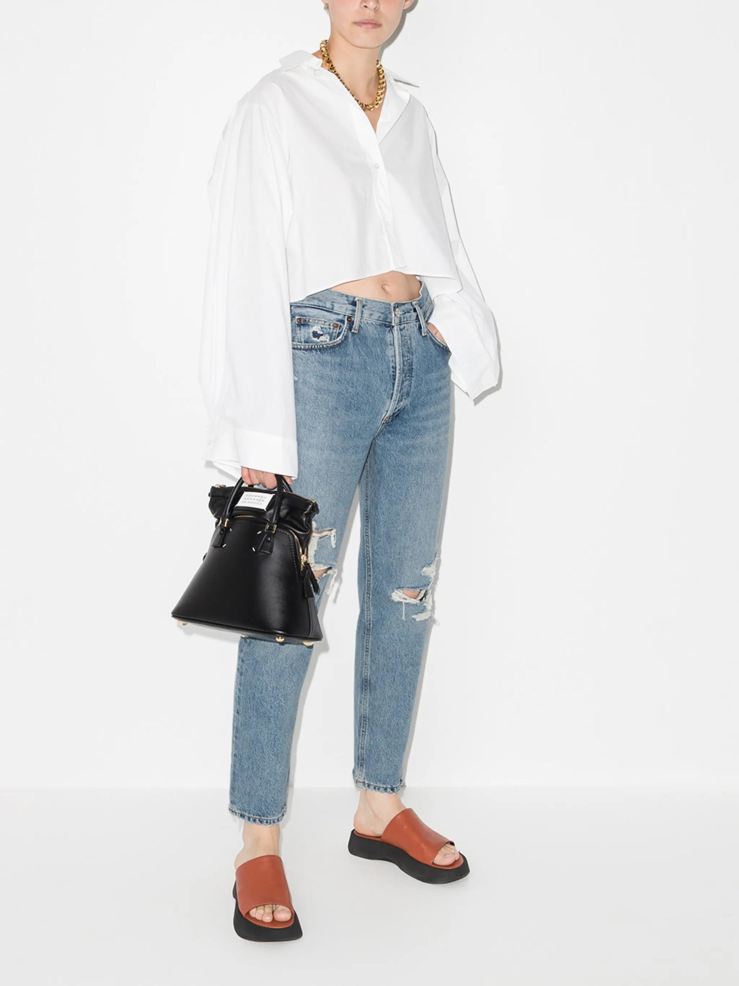 Fen ripped-knee straight-leg jeans