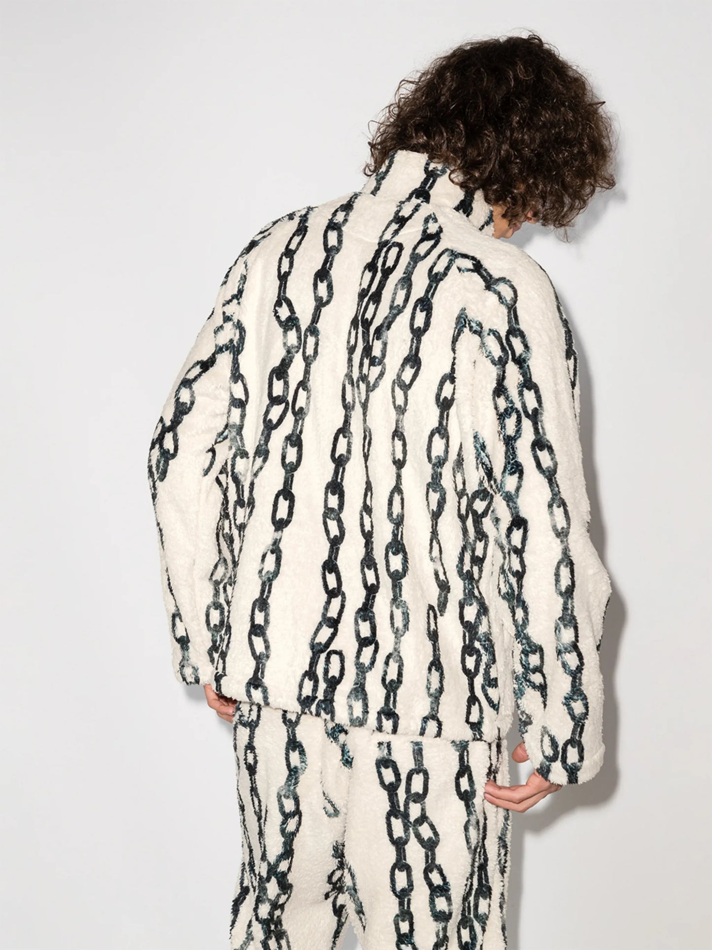 chain-print fleece jacket