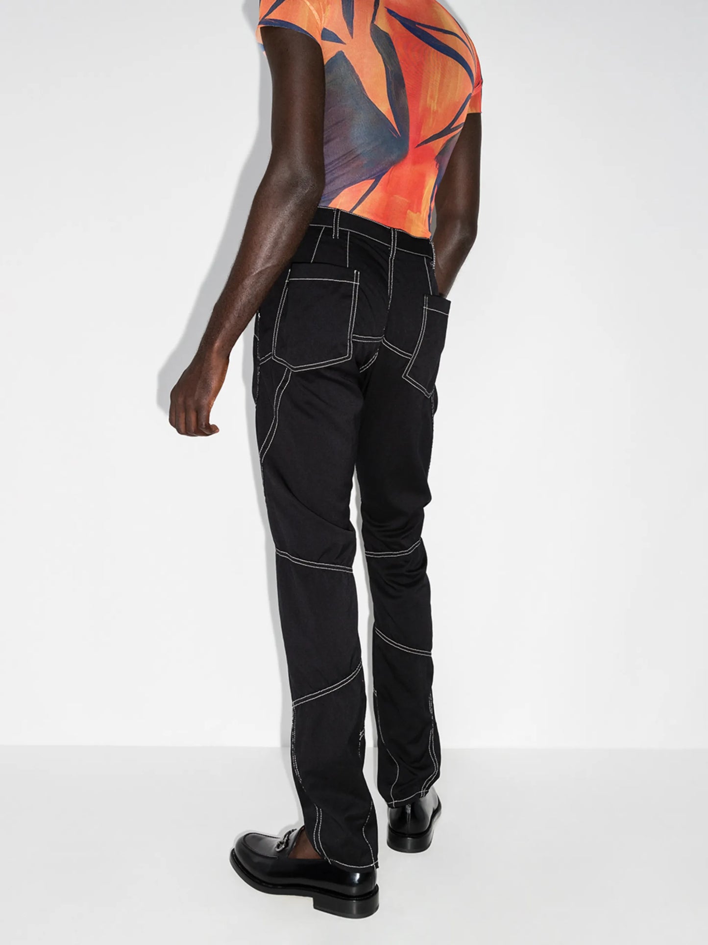 patchwork tailored straight-leg trousers