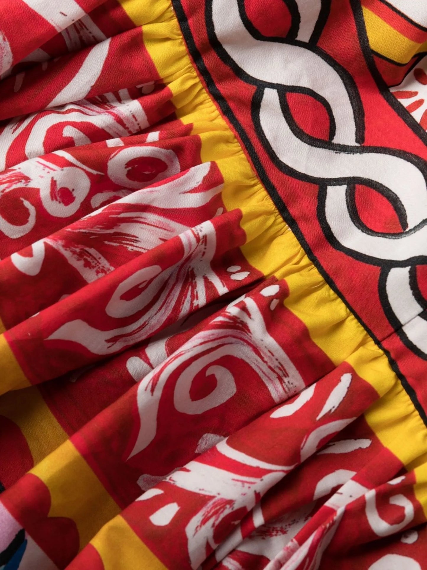 Carretto-print flared midi dress