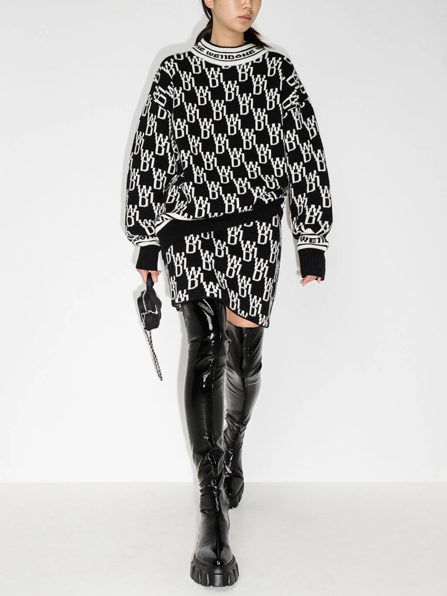 all-over logo knitted minskirt