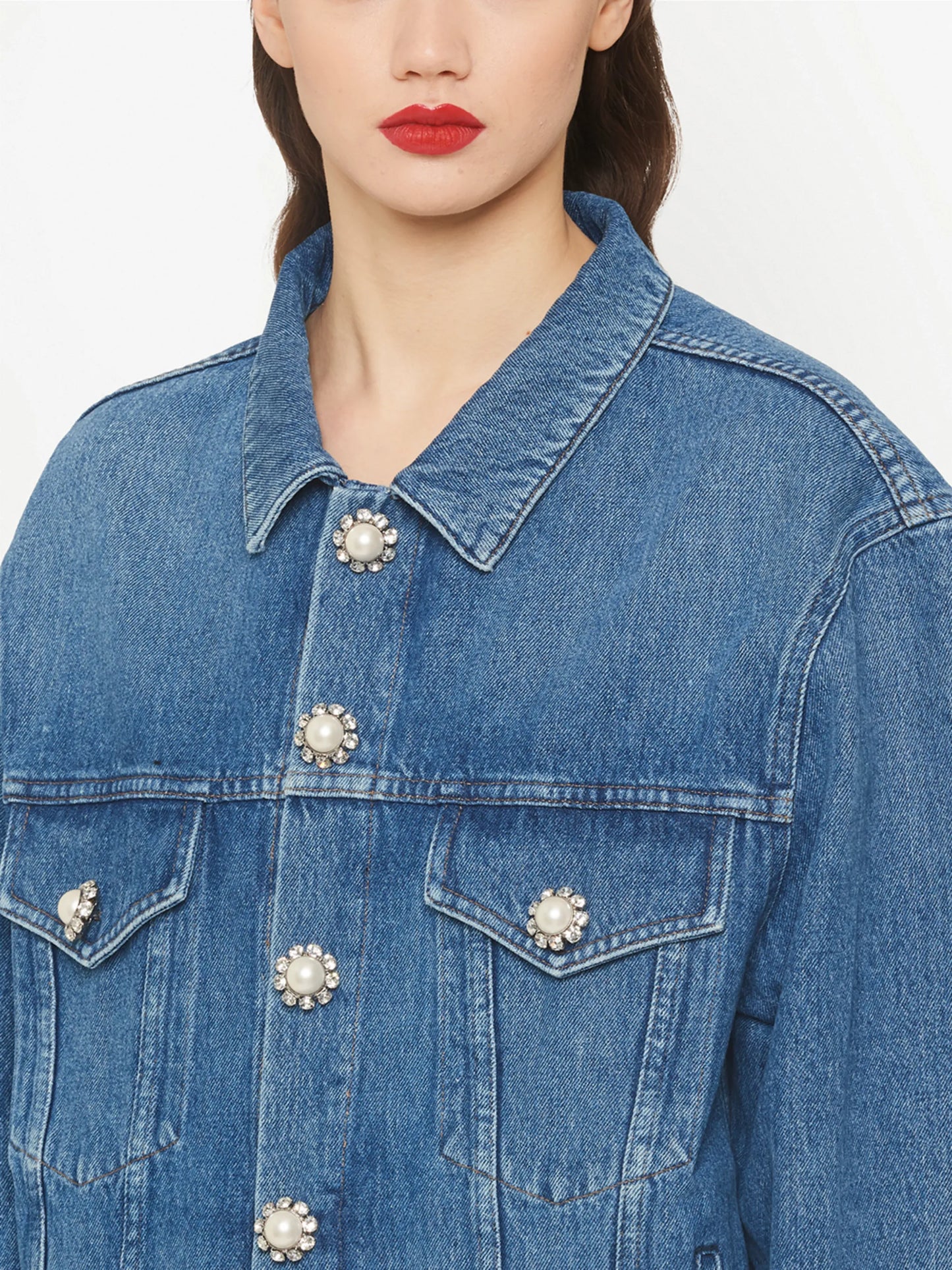 embellished-button denim jacket