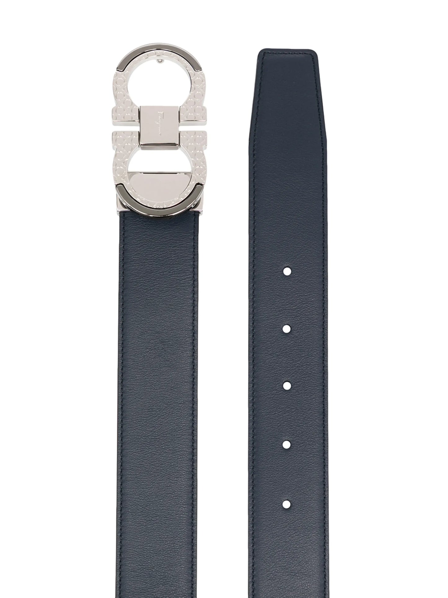 Gancini-buckle reversible belt