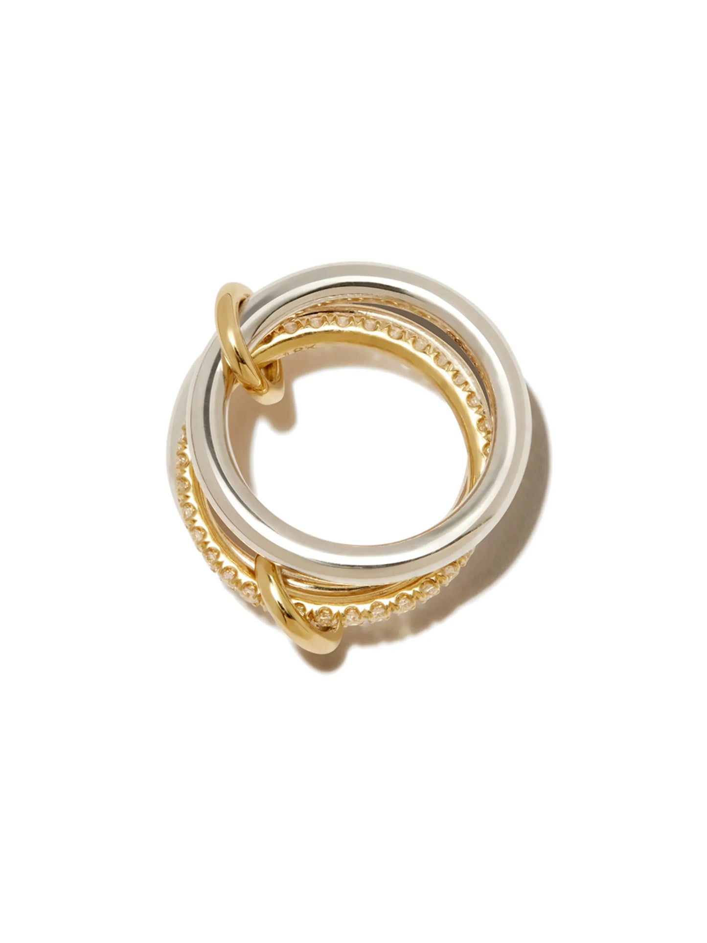 18kt white and sterling Libra diamond linked ring