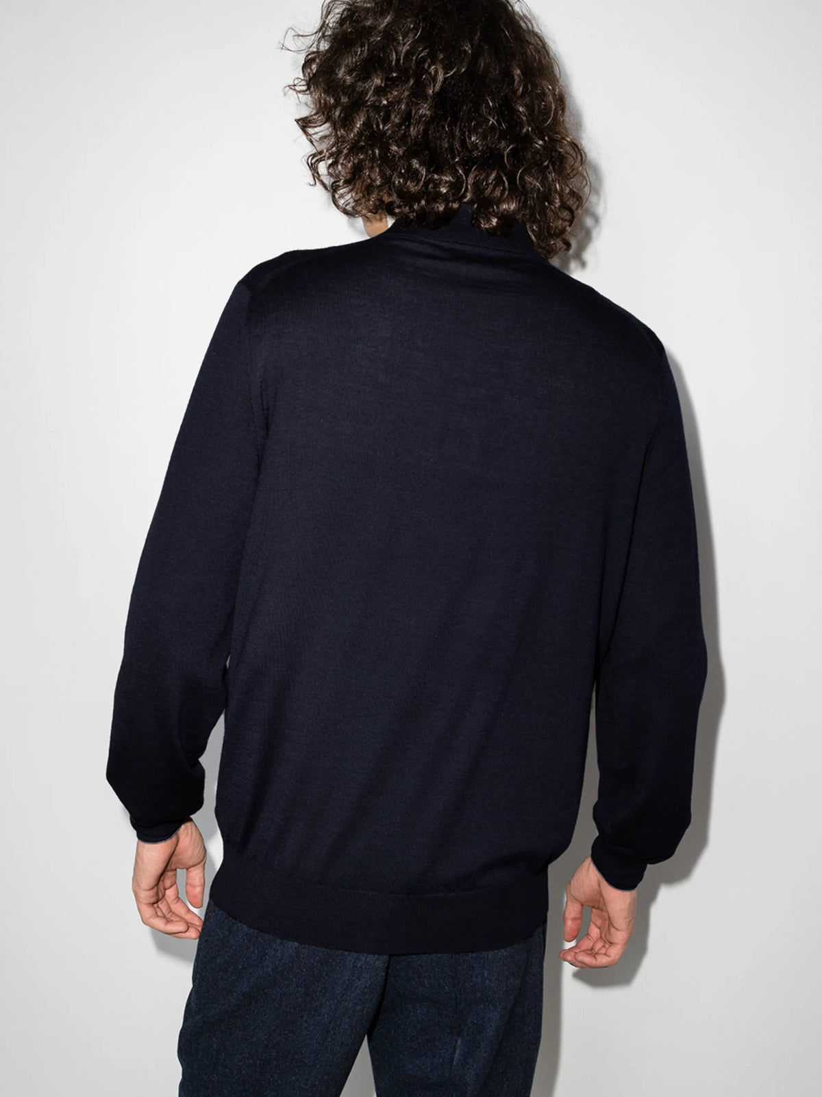 knitted long-sleeve polo shirt