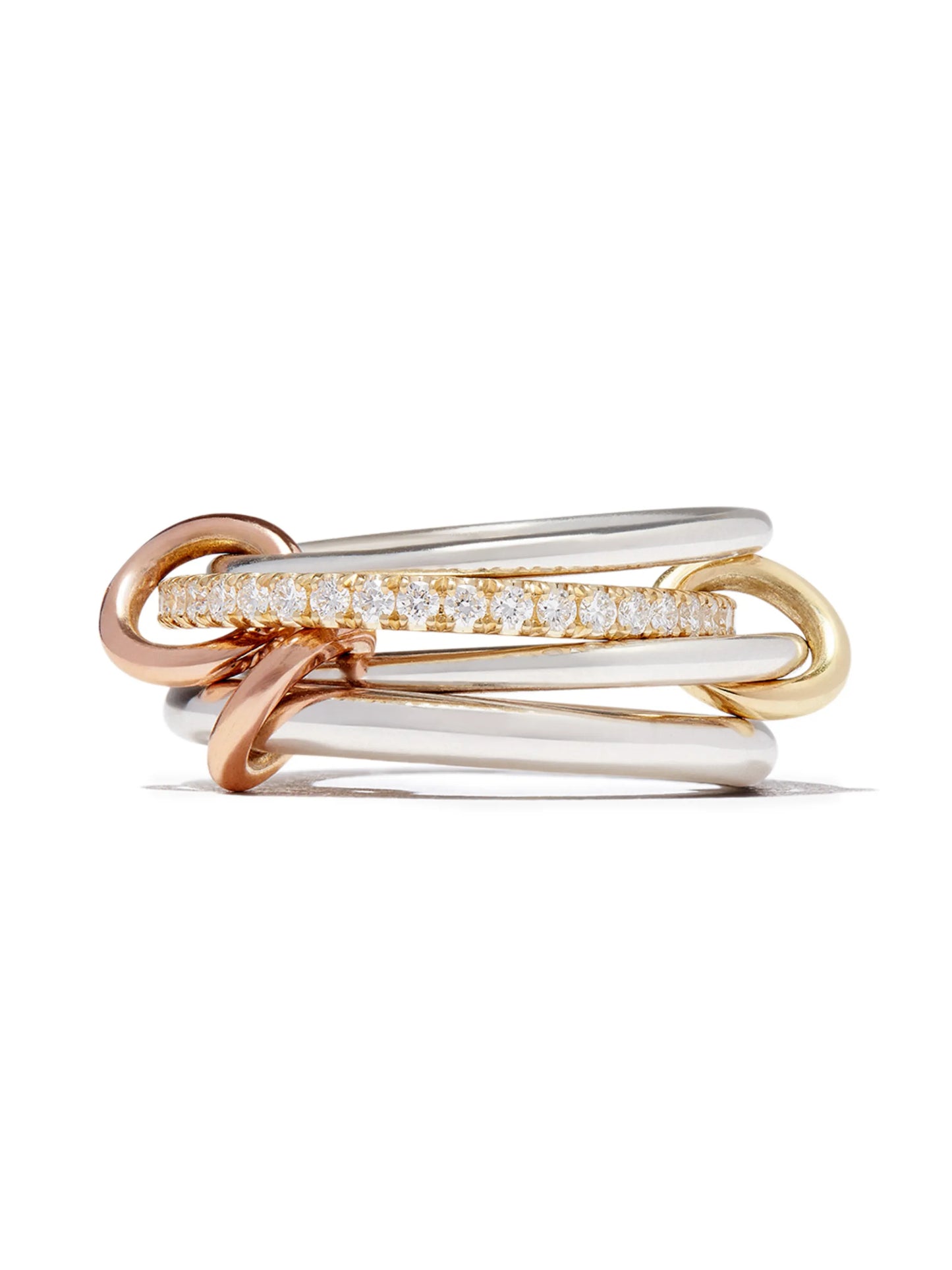 18kt yellow gold and sterling silver Nimbus SG 4-linked diamond ring
