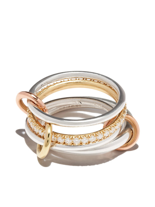 18kt yellow gold and sterling silver Nimbus SG 4-linked diamond ring