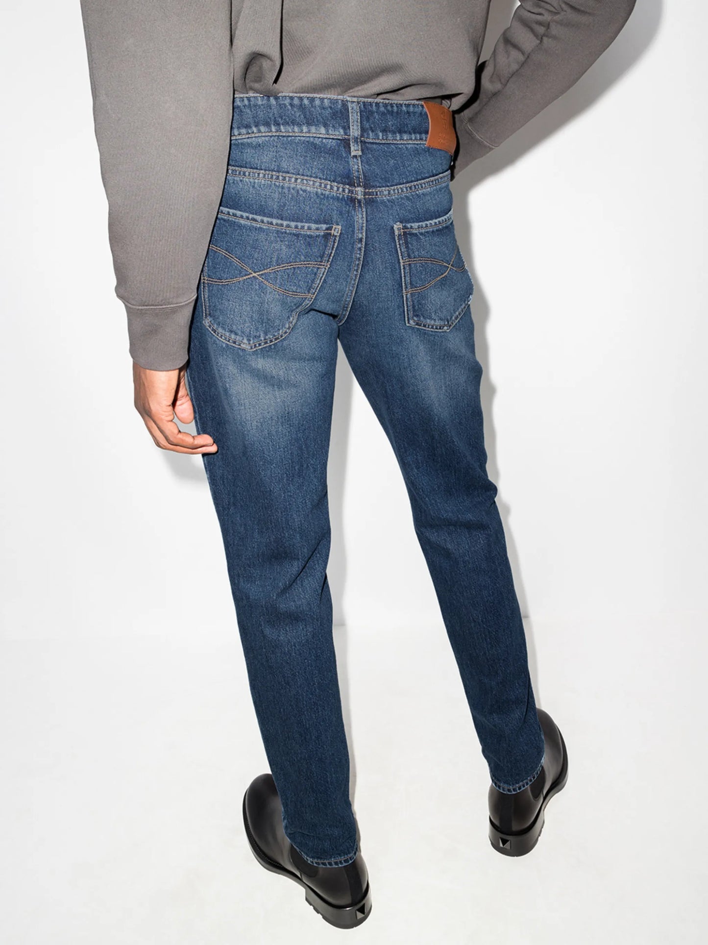 distressed mid-rise jeans