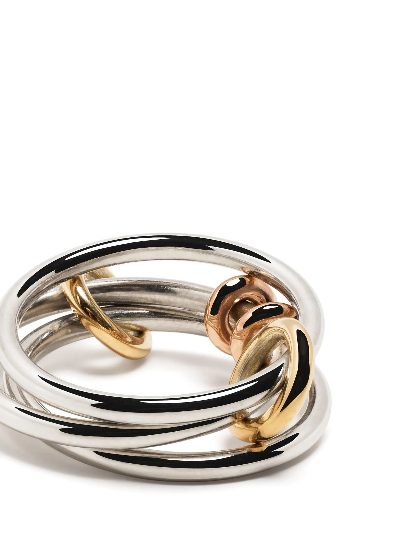 18kt yellow gold and sterling silver Acacia linked ring