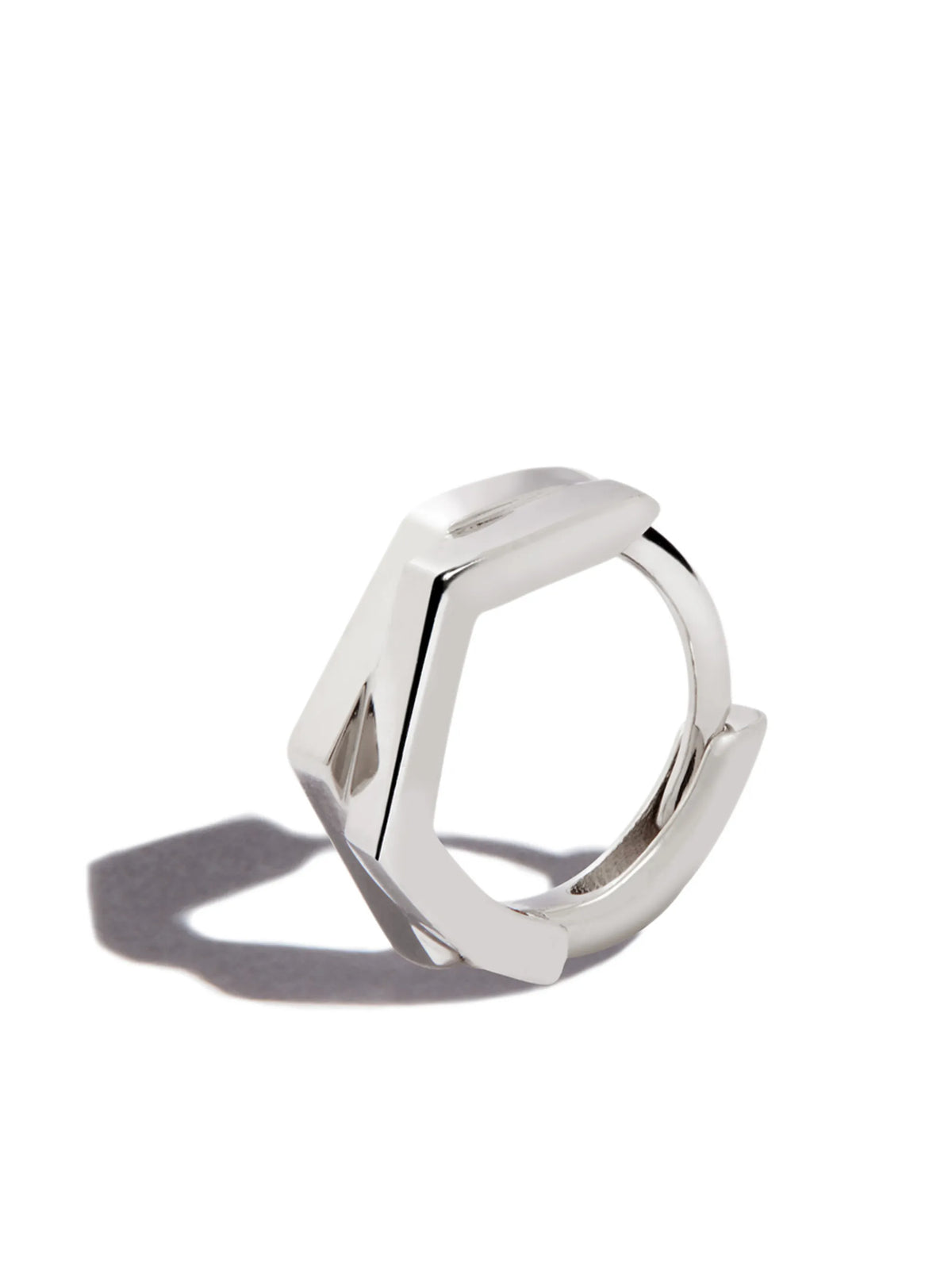 18kt white gold Antifer two-row single hoop earring