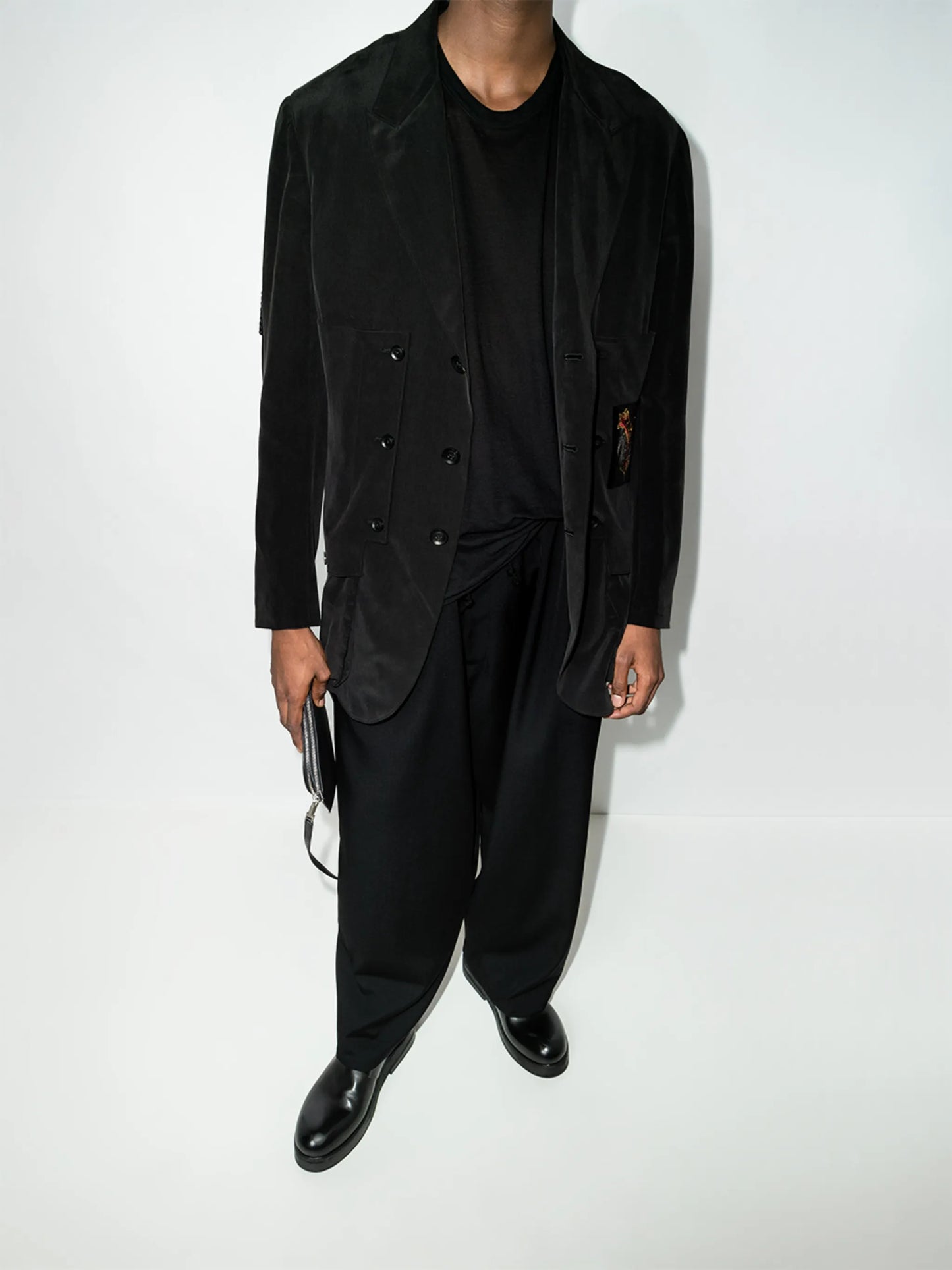 logo-patches silk blazer