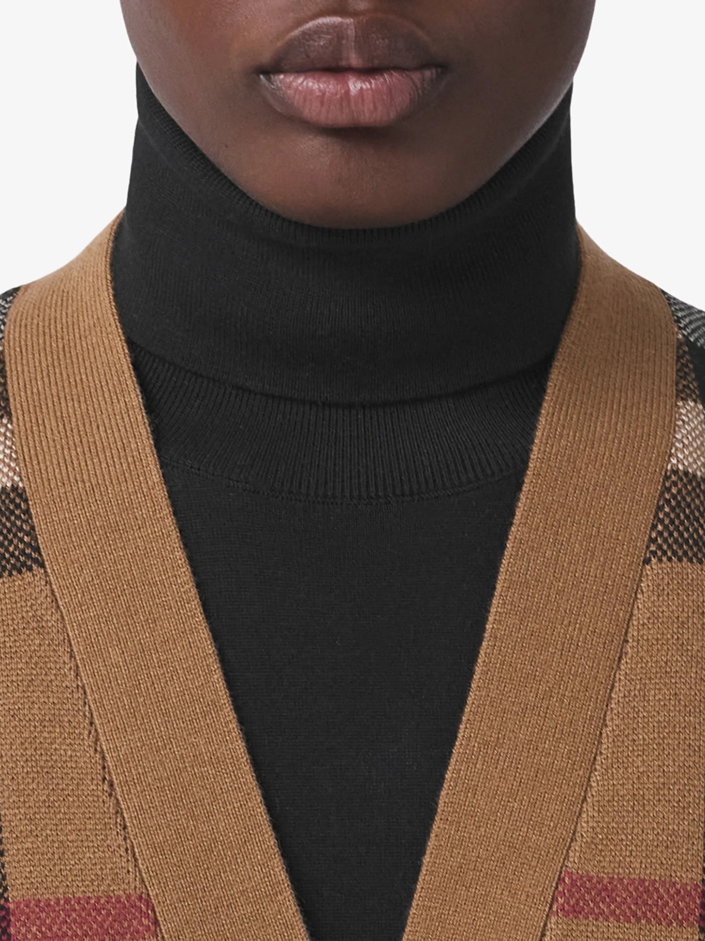 check wool cashmere cardigan