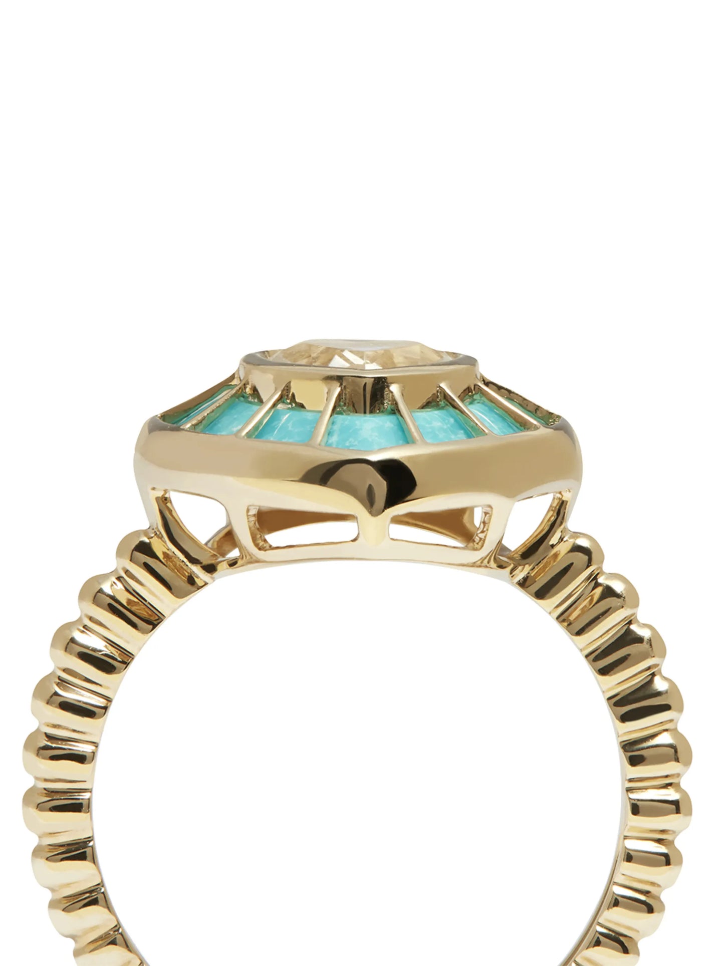 9kt yellow gold topaz and turquoise heart ring