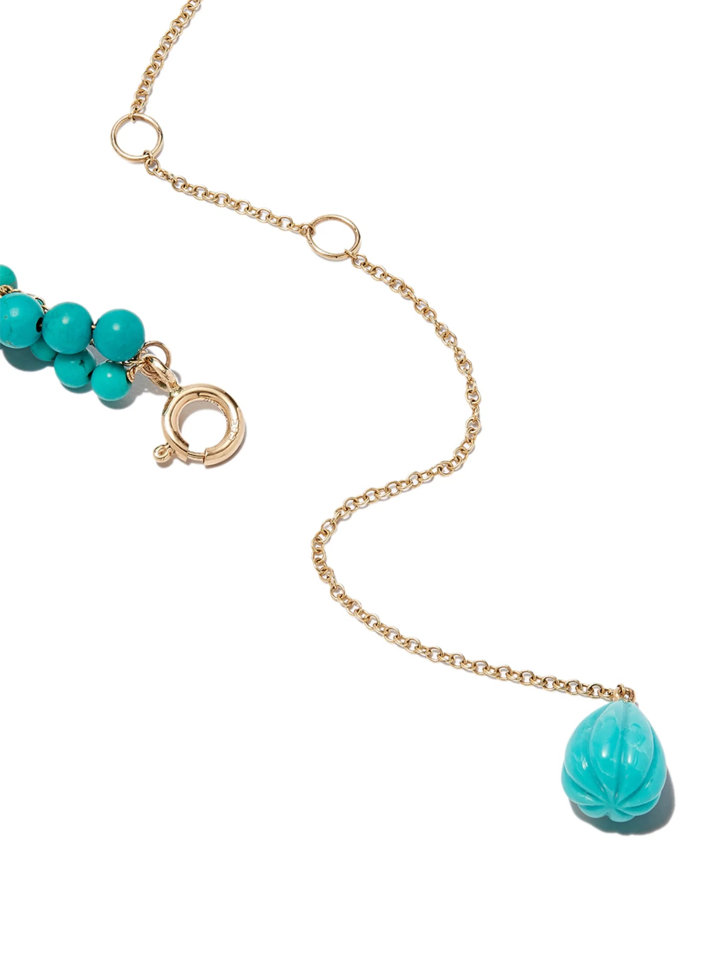 9kt yellow gold turquoise beaded necklace